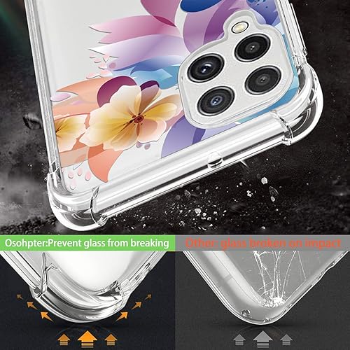 Miniatura 3 de Osophter Funda para Galaxy A22 4G con 2 protectores de pantalla floral para niñas y mujeres, absorción de golpes, funda de goma TPU flexible para