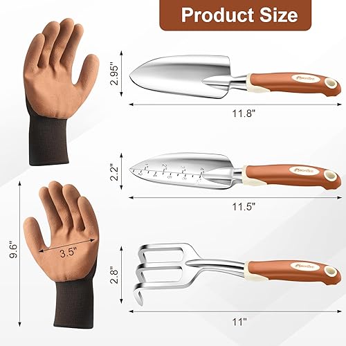 Miniatura 5 de MelonArt Juego de herramientas de jardín, 4 piezas de herramientas de mano de jardinería resistentes de aluminio para mujeres y hombres, incluye