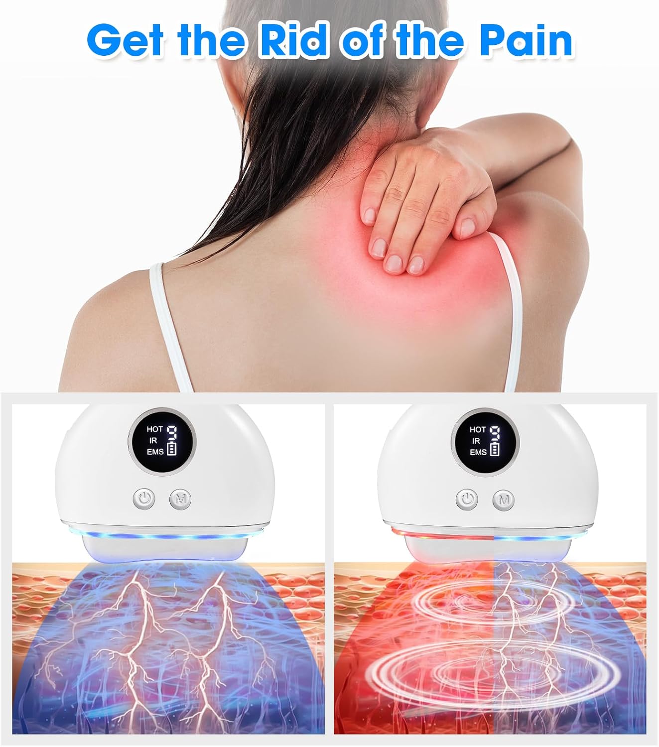 Electric Fascia Blaster & Muscle Scraper Tool with Heating and Vibration - for Deep Tissue,Myofascial Release,Gua Sha,and Trigger Point Massage for Pain Relief & Recovery - Image 3