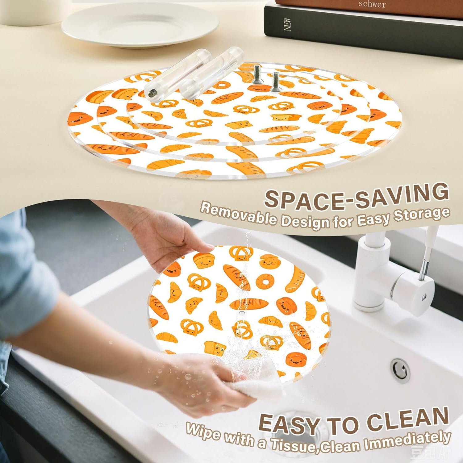 Bread Biscuit 3 Tier Acrylic Cupcake Stand, Cupcake Stand for 34 Cupcakes for Weddings, Christmas,Holidays,Parties,Birthday,Printed Cupcake Tower 23300268