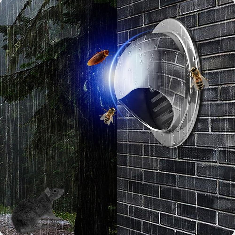 Round Grille Ventilation Cover 2" 4" 6" 8" 10" 12" Wall Ceiling Vent Covers 304 Stainless Steel Air Vent Ventilation Outlet Exhaust Hood Clothes Dryer Vent Cover(300mm-12inch)