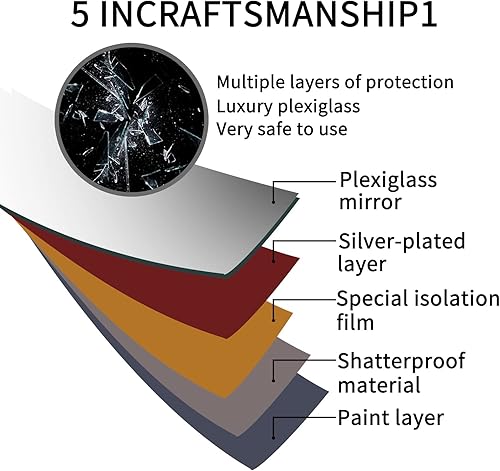 Miniatura 9 de Espejo de pared para niños inastillables, 4 piezas de espejo acrílico autoadhesivo de 10 x 10 pulgadas, espejo de plástico irrompible seguro para
