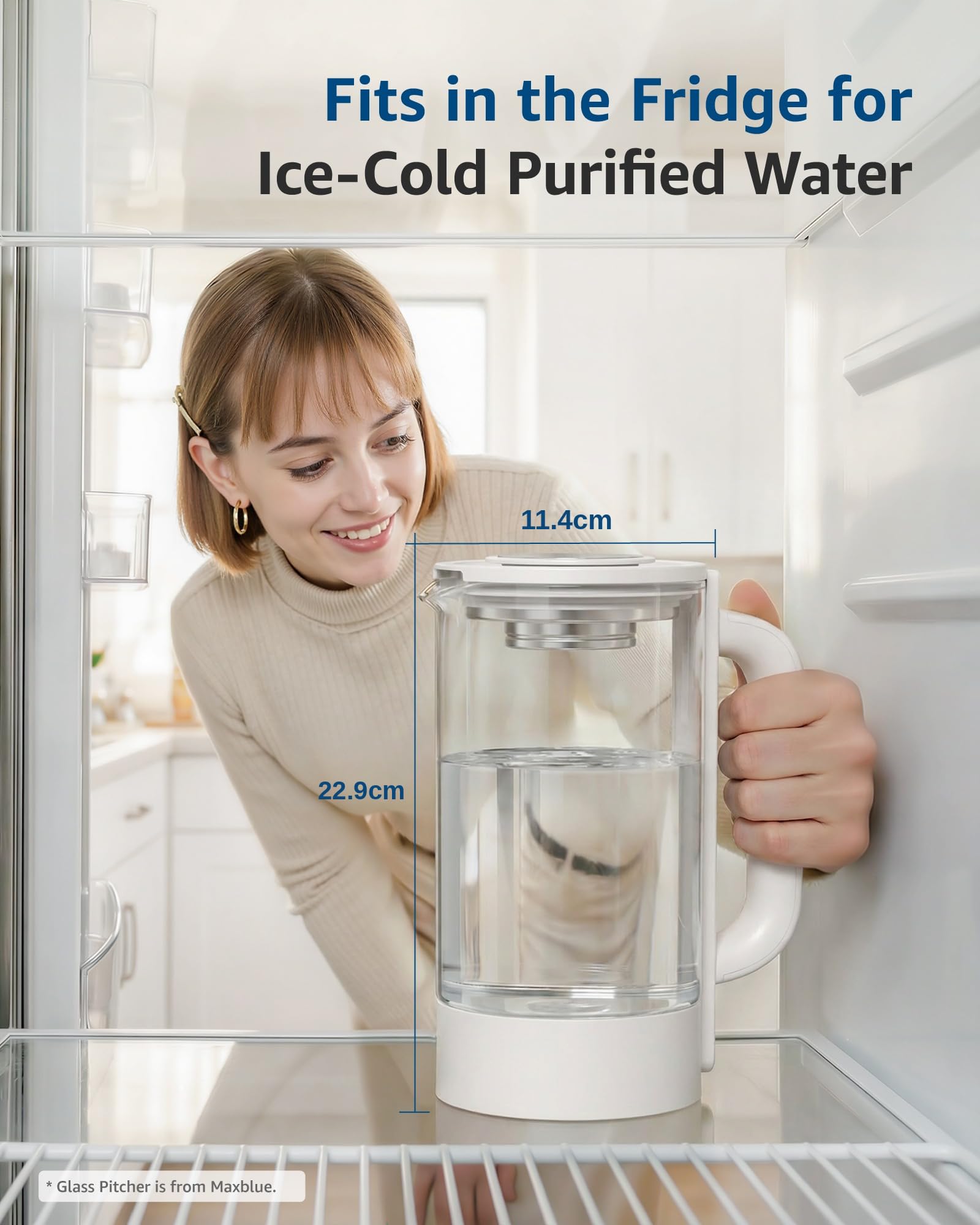 Maxblue GPWD-W Carafe en Verre, Compatible avec Waterdrop M6SL