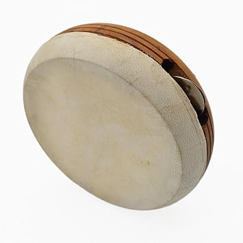 Kanjira 7" - Authentic Indian Tambourine Frame Drum with Carrying Case White Skin
