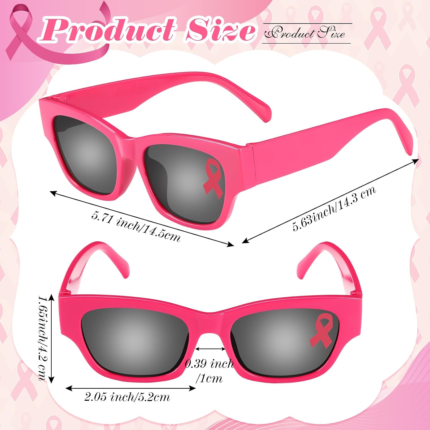Chicingyou Breast Cancer Awareness Glasses Pink Ribbon Sunglass Bulk