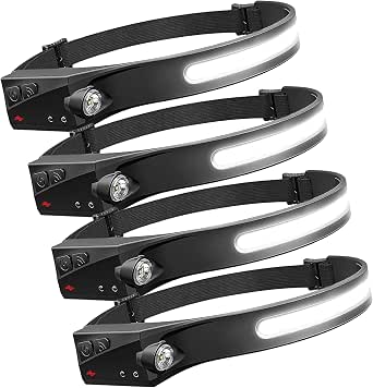 Wirlsweal Rechargeable Headlamp (2 Pack) - 350 Lumen, 210° Wide Beam, USB, Lightweight For Camping & Work
