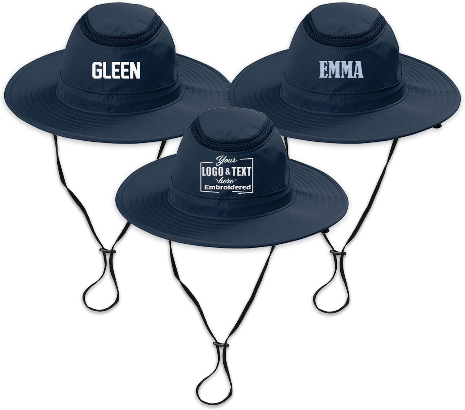 Custom Embroidered Brim Hat Add Your Text Adjustable UPF 30+ Travel Fishing Sun Hats