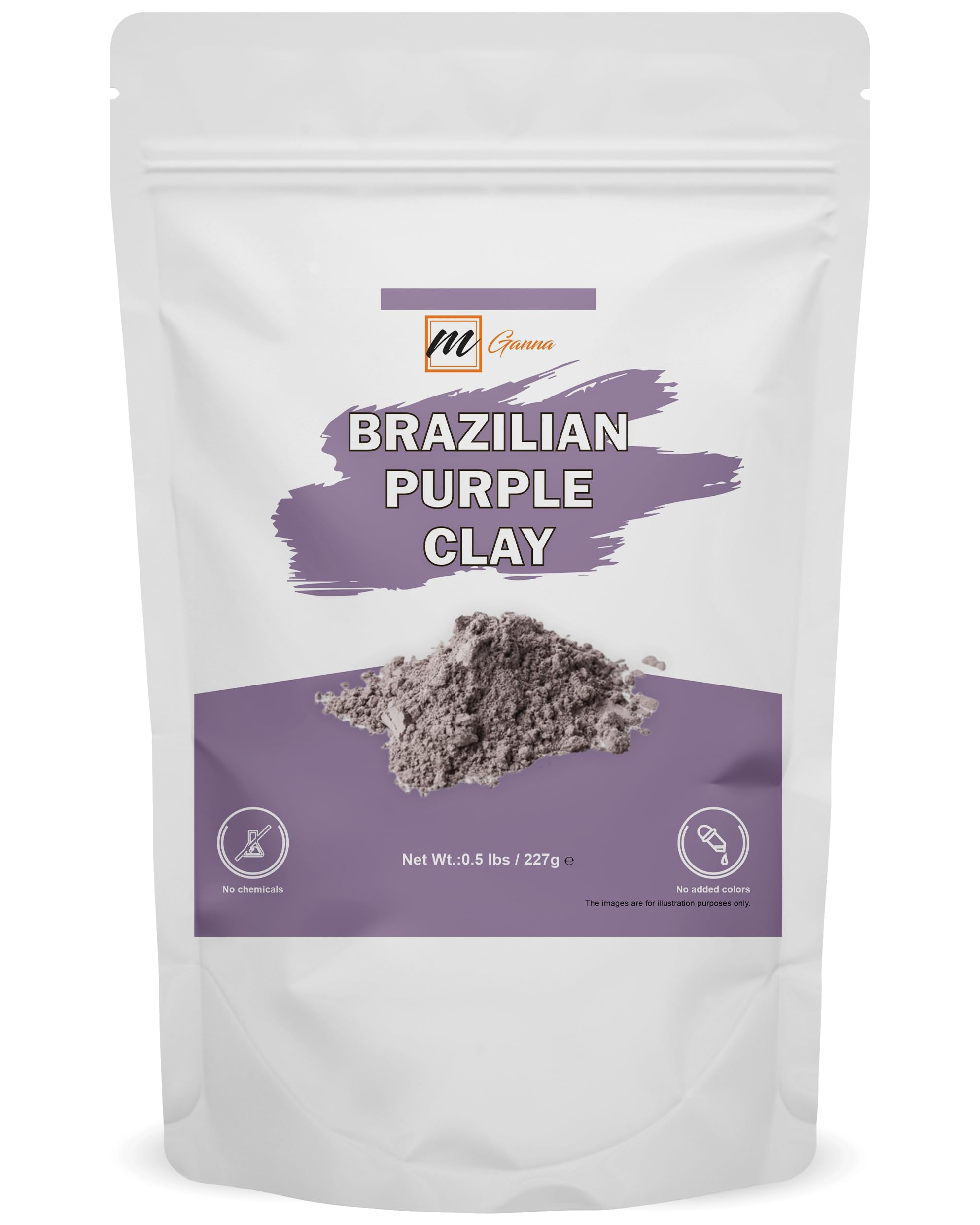 mGanna100% Natural Brazilian Purple Clay Powder for Skin firming, Creams and Soap Making | Ideal for DIY skin care 0.5 Lbs / 227 GMS