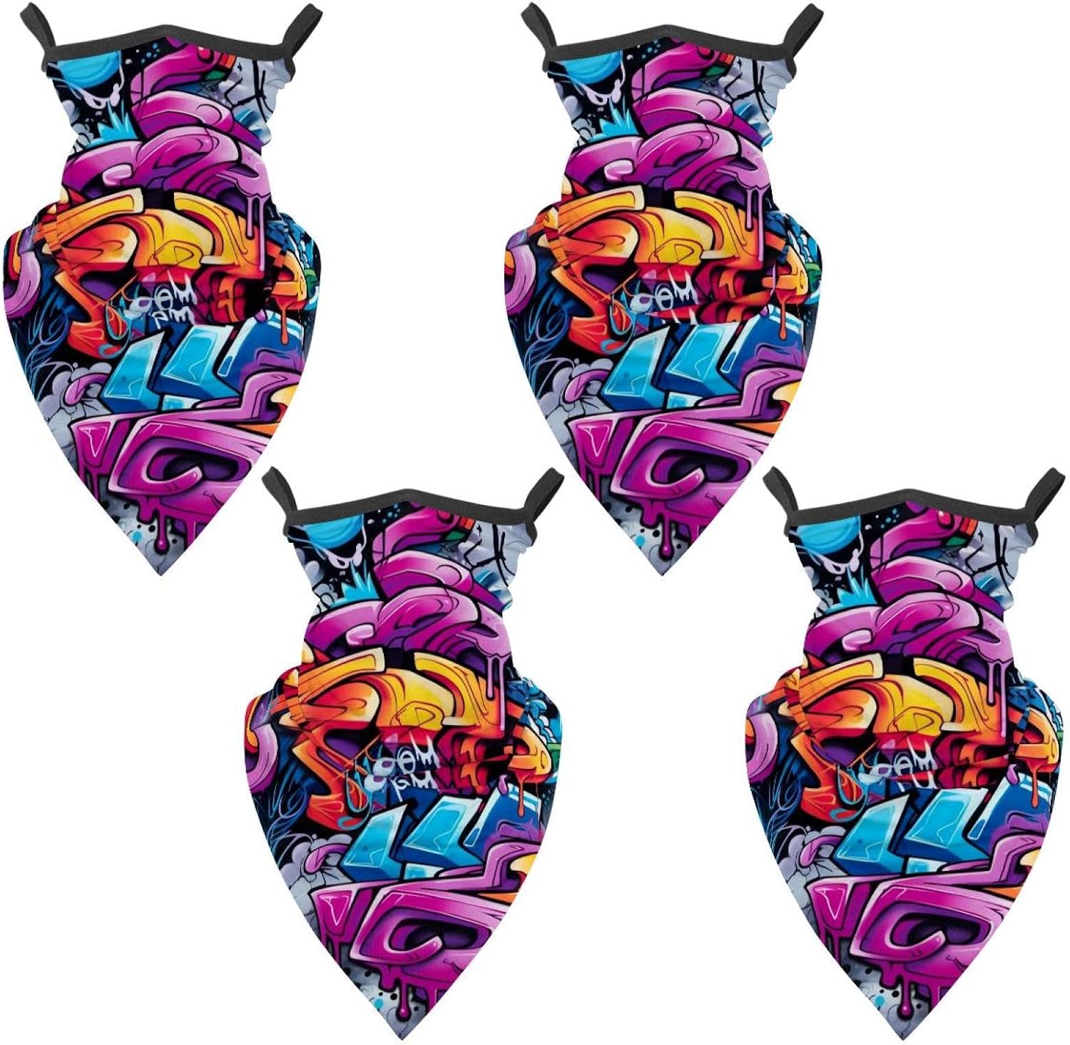 4 Pieces Cooling Neck Gaiter Face Cover for Sun Protection Doodle Face Mask Reflective for Men Women Fishing Cycling Hiking