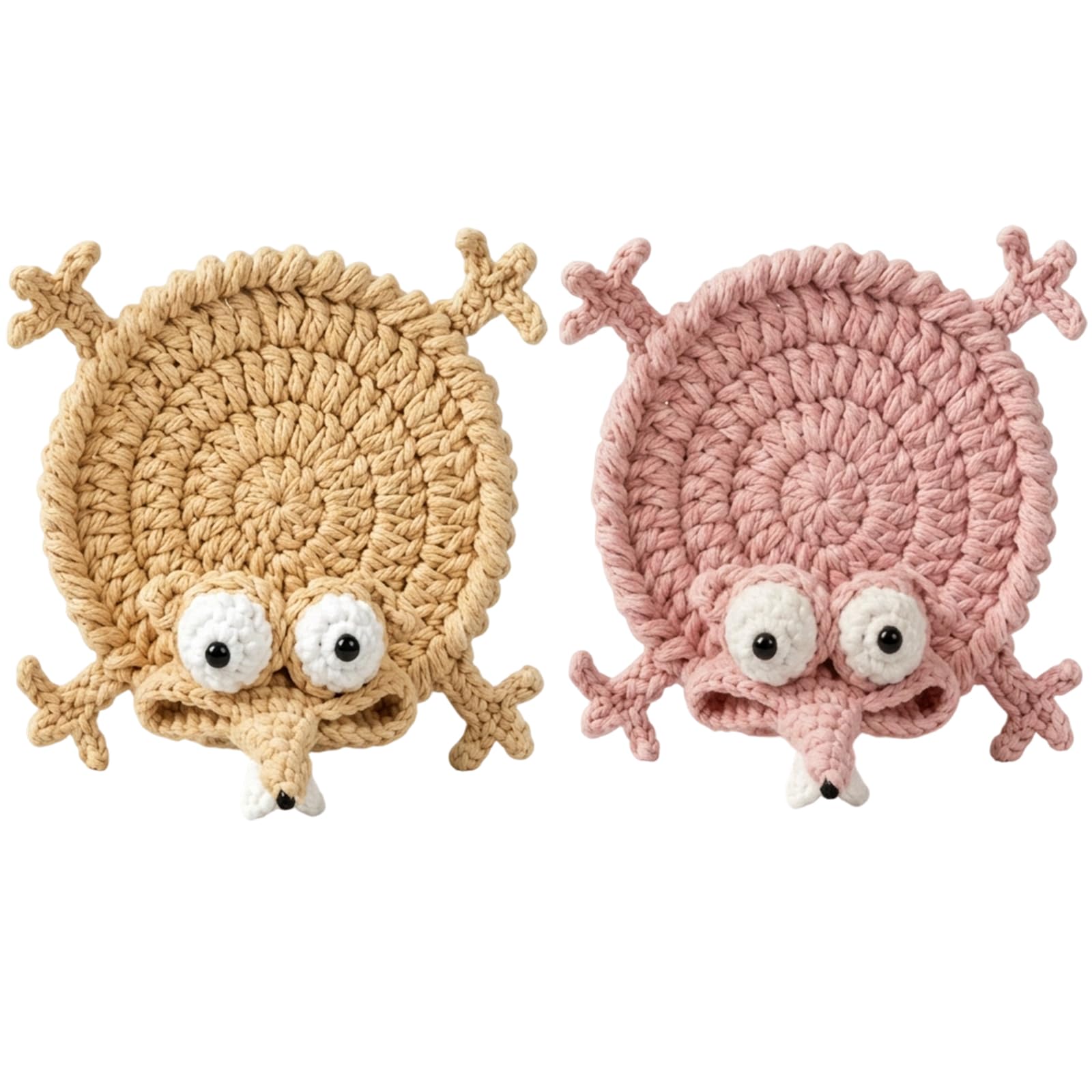 Squirrel Crochet Coasters, Set of 2, Funny Woven Drink Coasters