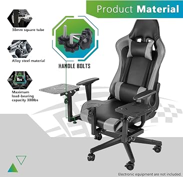 Hottoby Flight Racing Simulator Cockpit Adjustable with Seat Fit for Logitech G25 G27 G923, for Thrustmaster T128X T248 T300 T458,for Fanatec, Shifter Platform Upgrade, No Throttle Joystick Pedal