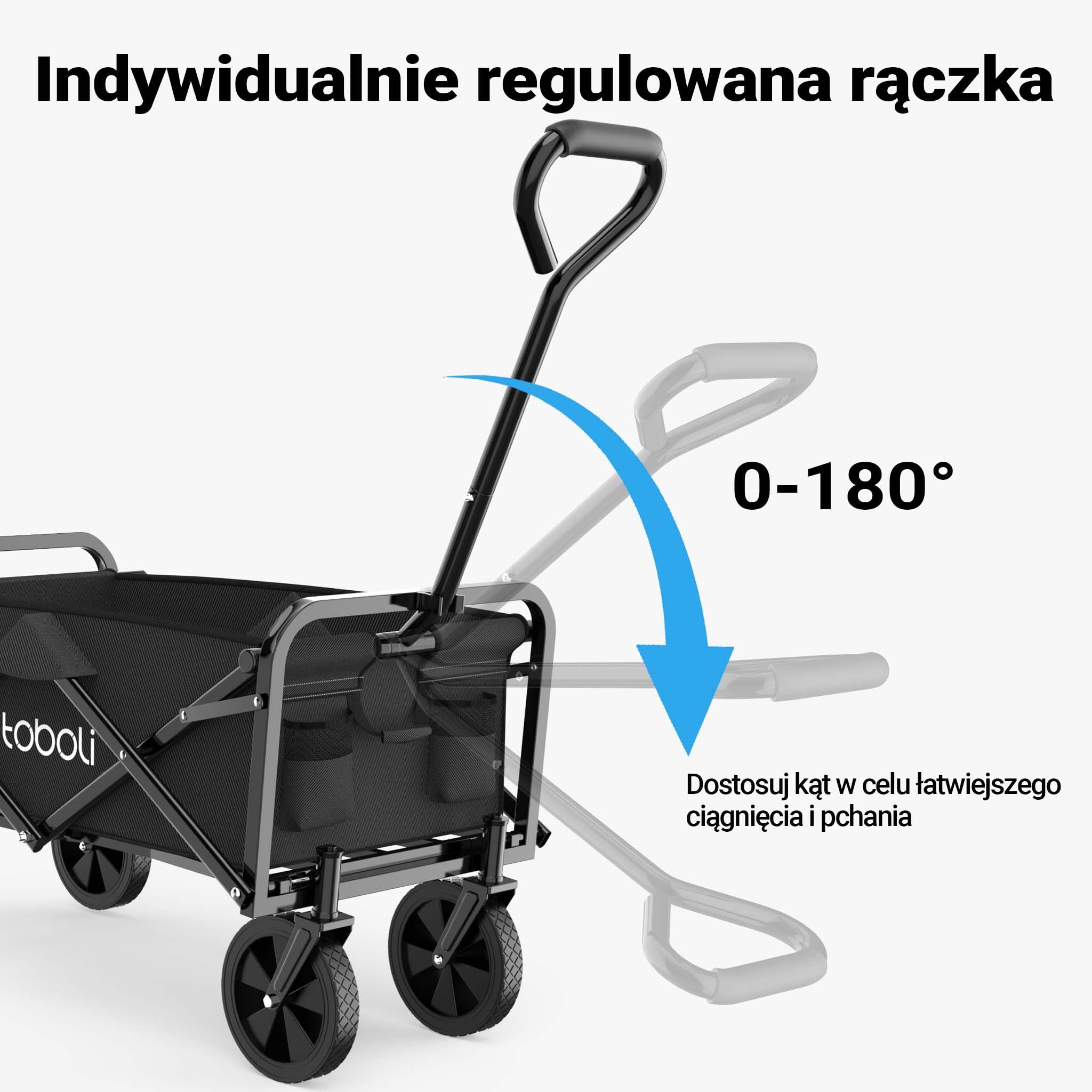 Składany wózek transportowy z uchwytem do 100 kg, kompaktowa przyczepka kempingowa i towarowa, solidny wózek plażowy, turystyczny i ogrodowy