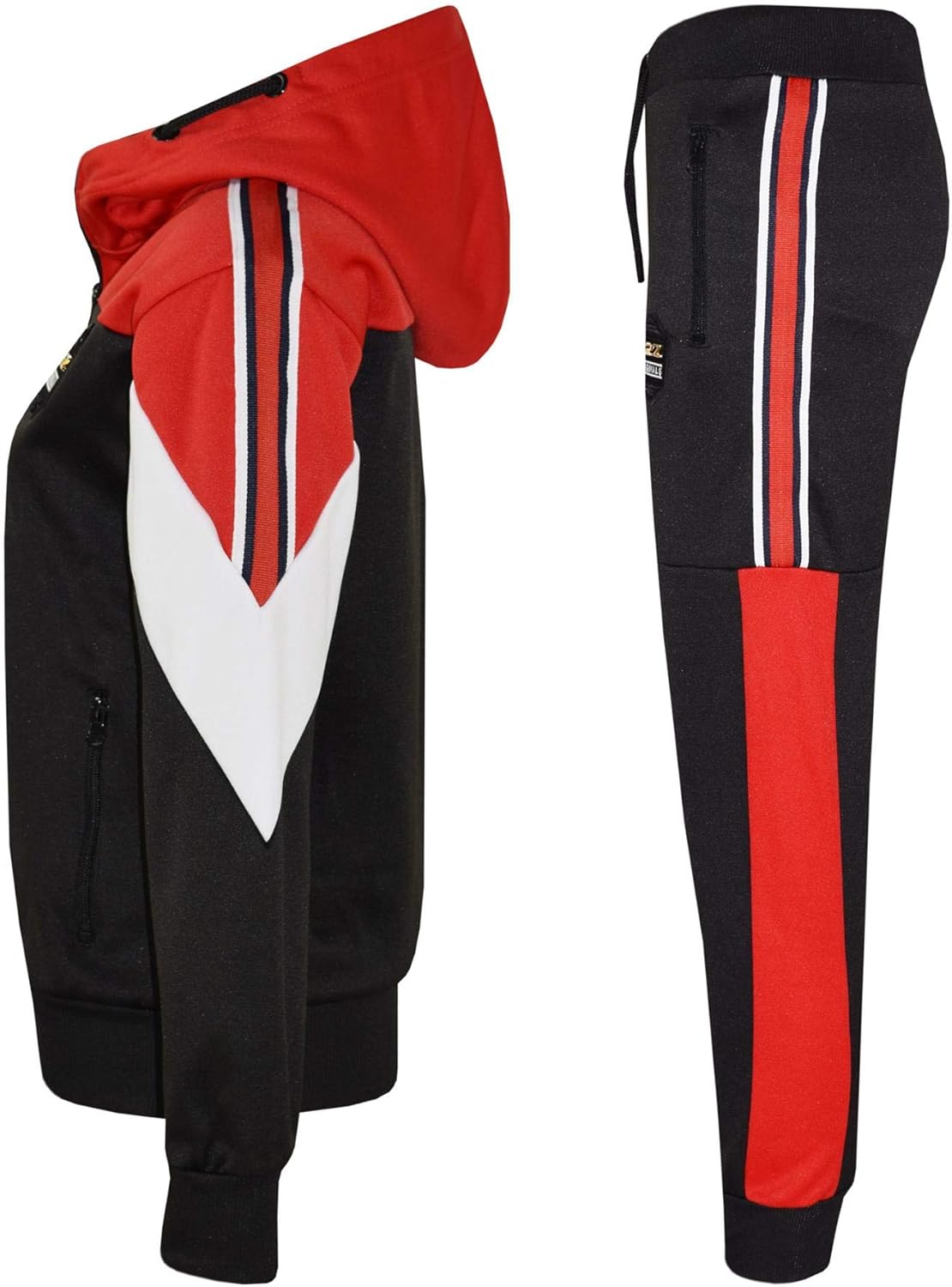 A2Z Kids Boys Girls Tracksuit Originals Panelled Taped Hooded Top Bottom Joggers