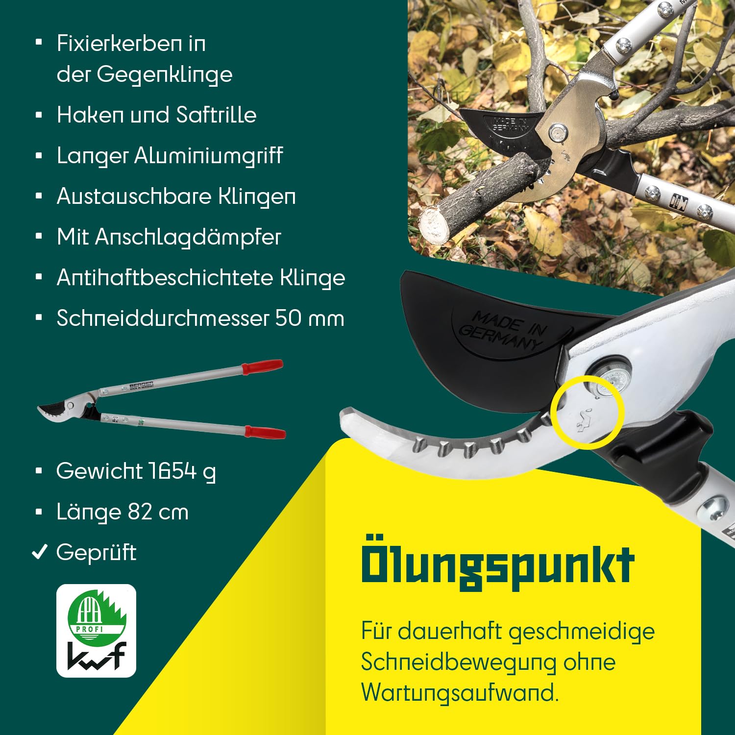 BERGER Bypass Astschere 4280 | Megacutter Astschere 82 cm | Für Grünschnitt