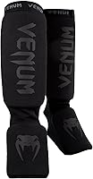 Venum Kontact Shin Guards Black/Black - Premium Muay Thai, Kickboxing & MMA Protection with Comfort & Mobility