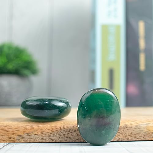 Miniatura 8 de Piedra de palma de fluorita múltiple de 55 a 2.362 in, piedra de preocupación, curación de chakras, reiki, piedra pulida, bolsillo tallado a mano y