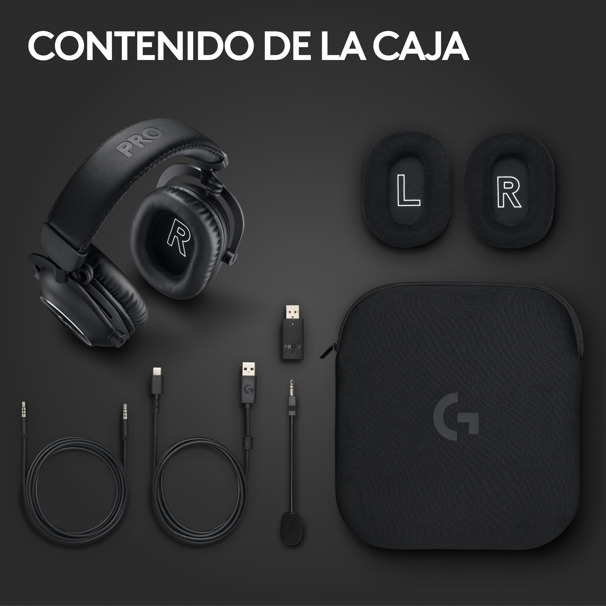 Logitech G PRO X 2 LIGHTSPEED Auriculares gaming inalámbricos, mic. brazo desmont., transductores grafeno 50 mm, DTS:X 2.0-7.1 Surround, Bluetooth/USB/3.5 mm Aux, PC, PS5, PS4, Nintendo Switch - Negro