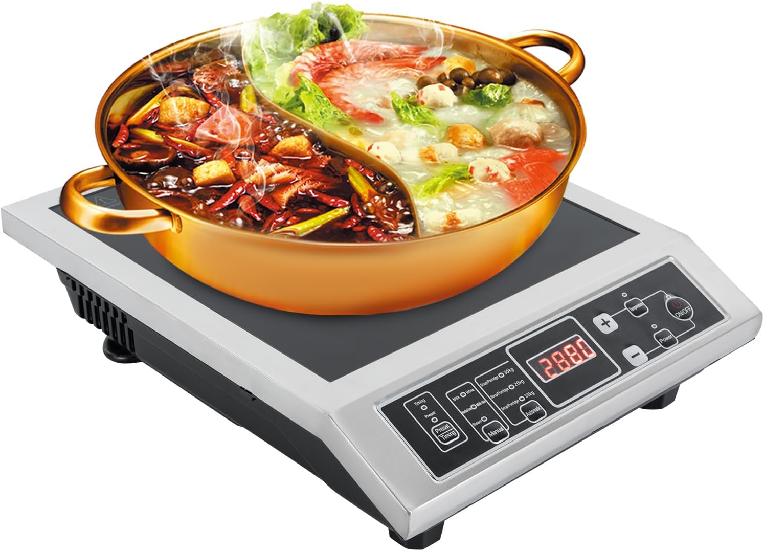 Estufa de mesa eléctrica de 1 puesto, 3500W, color negro