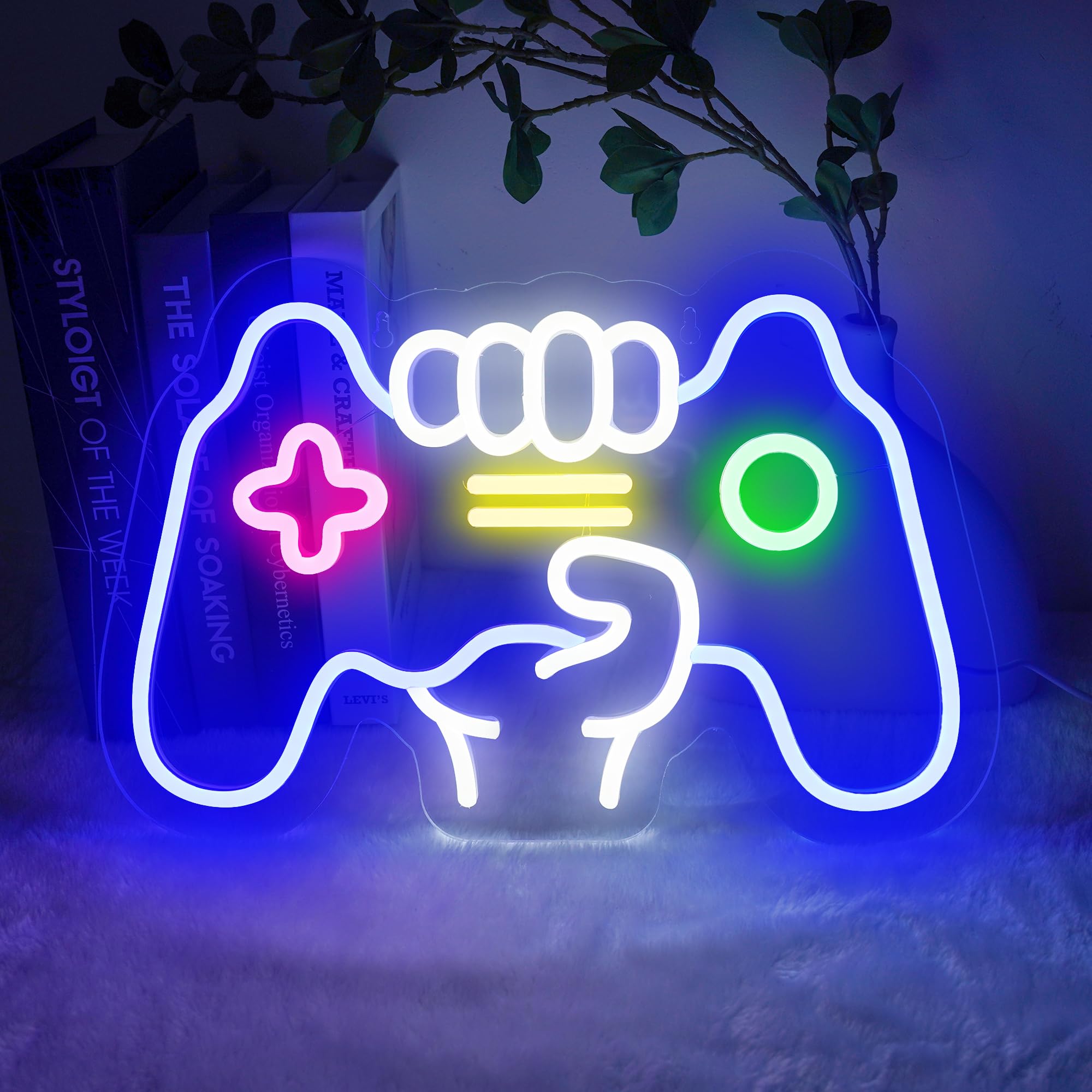 BringLuck2U Gamer Neon Board, Controller Shape Lights Game Room Decor - Gaming Neon Sign per Teen Ragazzo Camera Decor, Dimmerabile Gioco Luce Neon Per La Decorazione Della Parete - Migliori Regali