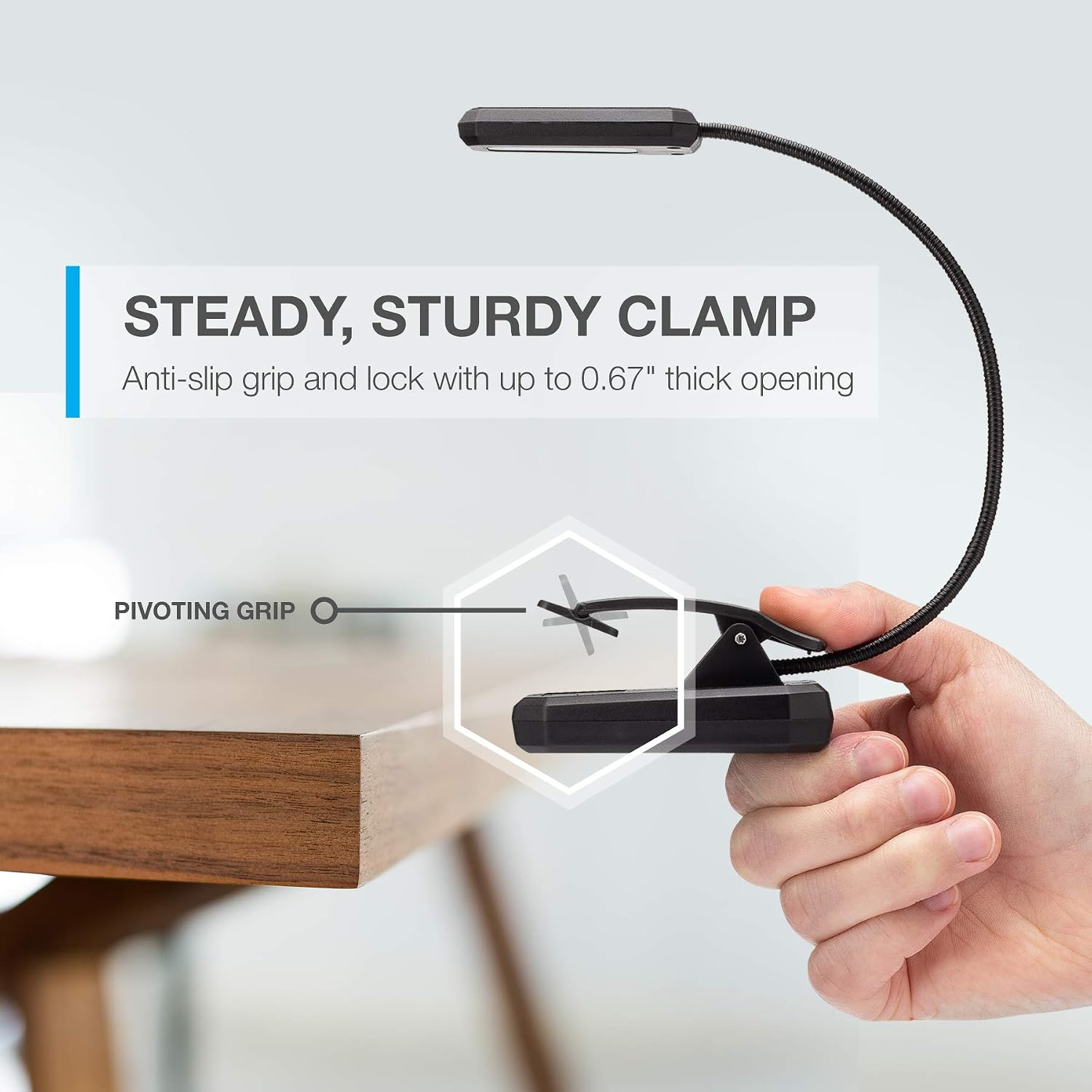 Vont Book Light, Reading Light, Rechargeable Book Light for Reading in Bed, (60 Hours) Eye Protection LEDs Reading Lamp, Clip On Light, Clamp Light, Bed Lamp, 3 Modes, Warm White Light (Black)