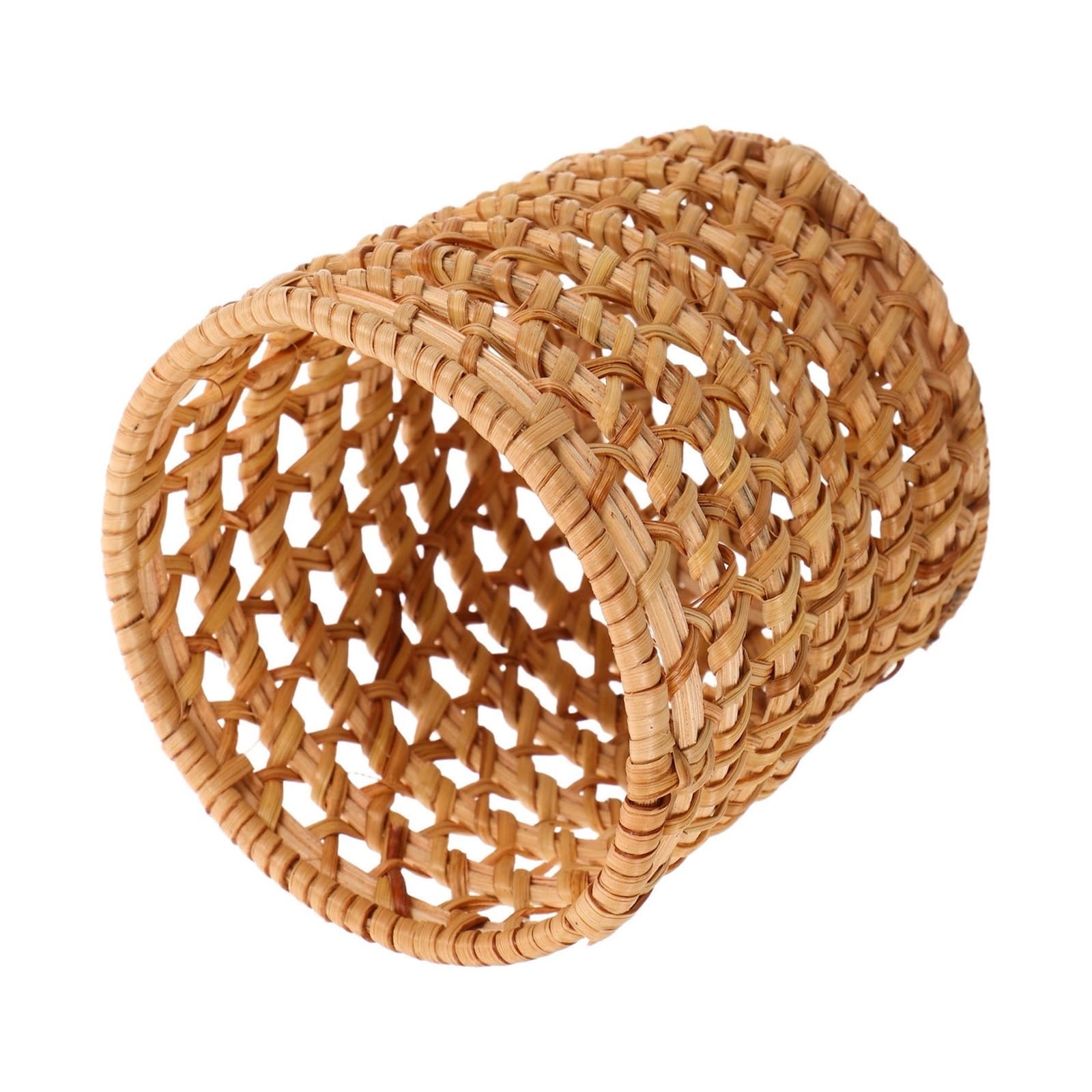 ZNJAMN 1pcs Vintage Rattan Pen Holder Handwoven Natural Desktop Stationery Organizer Makeup Brush Container Flower Basket for pens