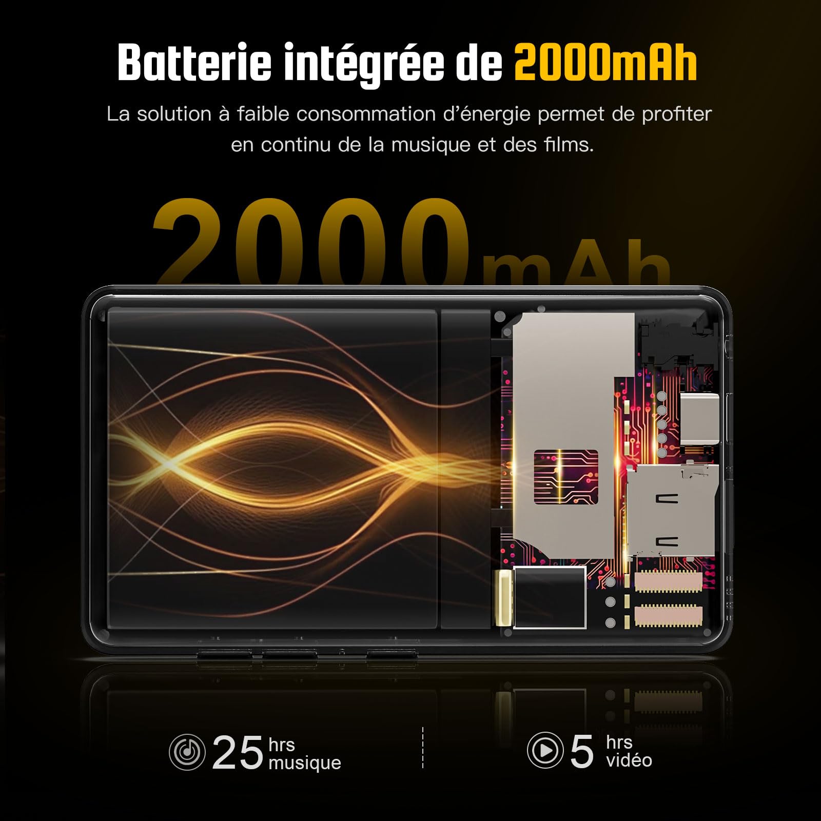 Lecteur MP3 avec WiFi et Bluetooth, écran Tactile 4.02" IPS HD, Lecteur MP4 avec Haut-parleurs, Lecteur de Musique Android Compatible avec Spotify, Deezer et Play Store