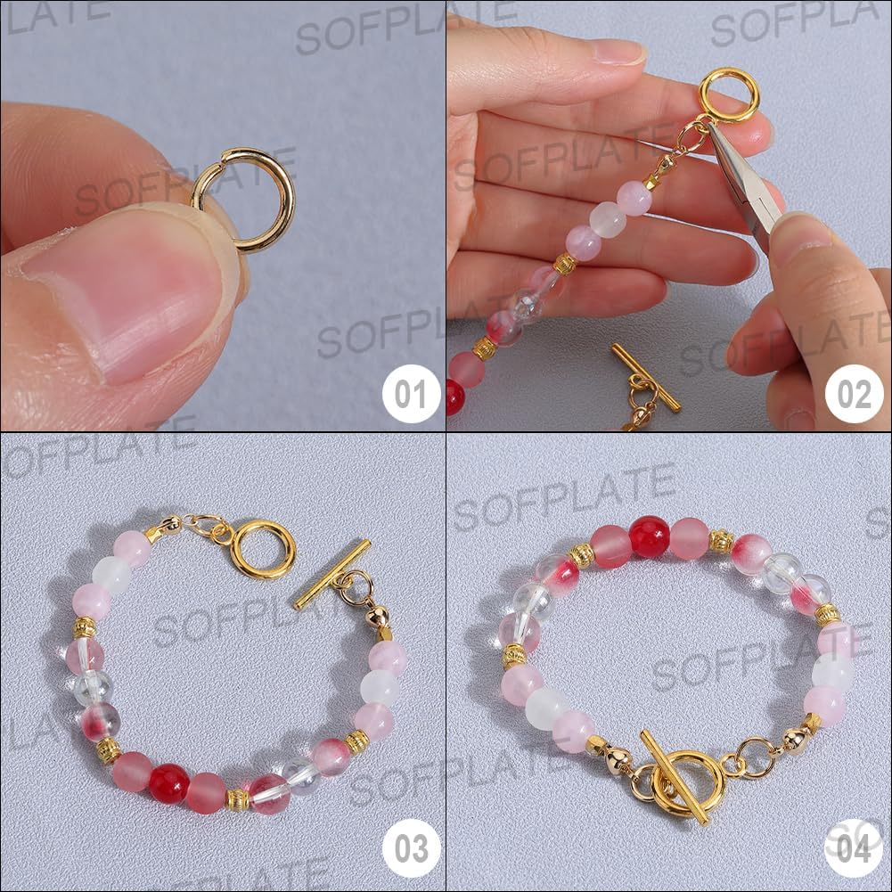 1 Box 60 Sets Toggle Clasps Ring and Bar Clasp Gold & 120Pcs Brass Open Jump Rings OT Toggle T-Bar Connectors Findings for Jewelry Making Supply DIY Crafts Necklace Bracelet Supplies - Image 6