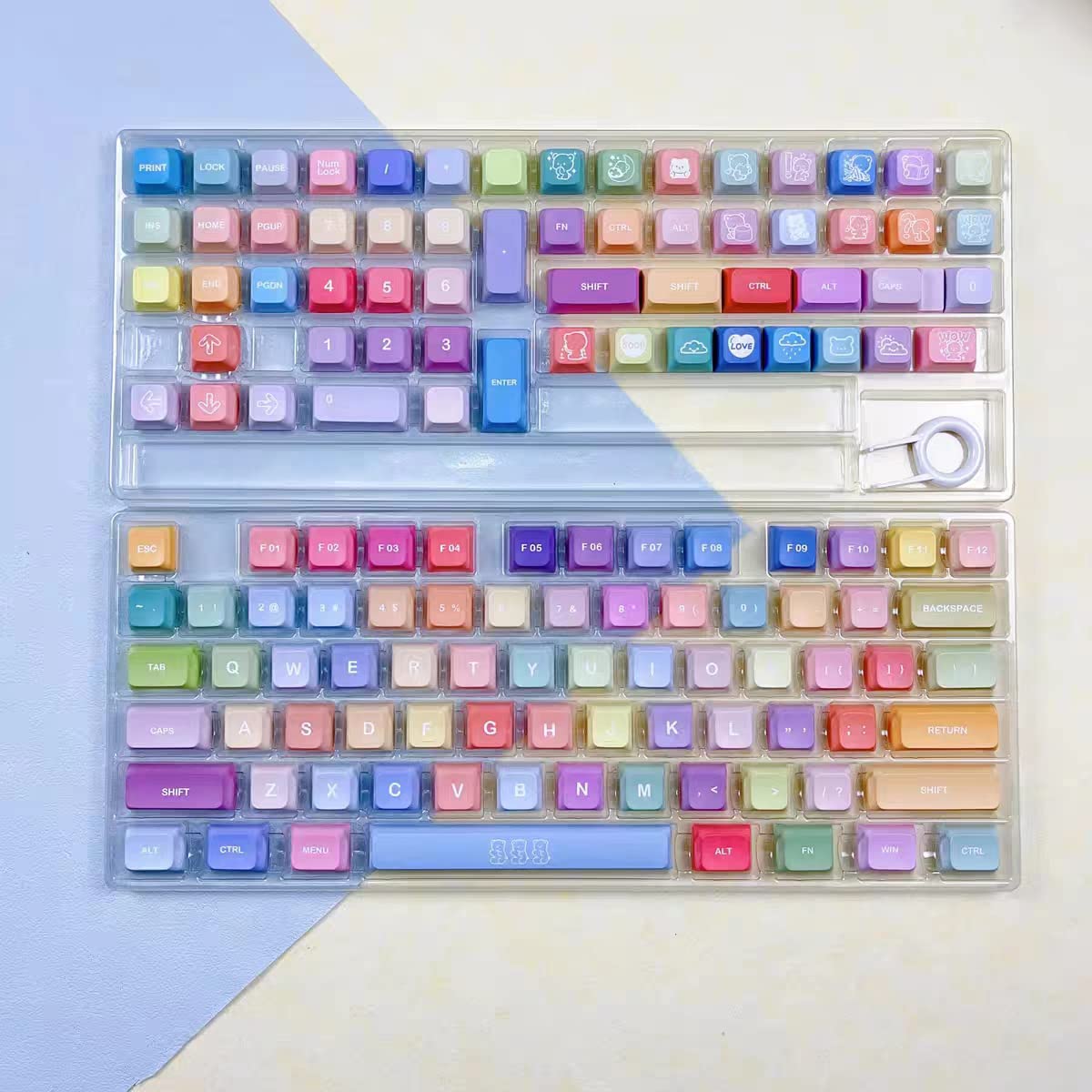 PBT Keycaps 135 Keys Black And White Cat Cute Cat Shape Keycaps Set Dye- Sublimation Mao Profile Custom Keycaps For Cherry Gateron MX Swithes Mechanical Keyboards