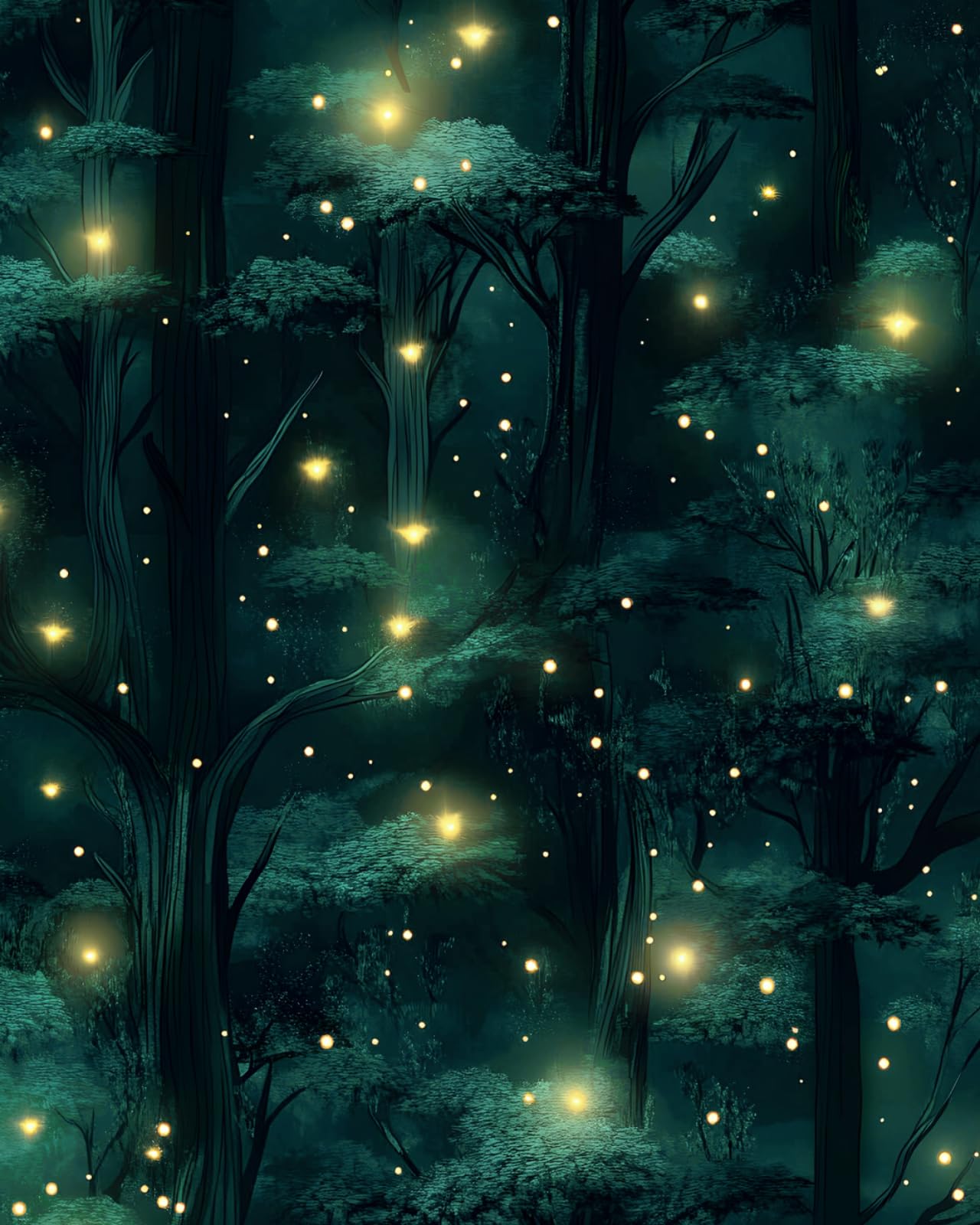 Papier peint forêt bohème ILHIIOR floral vert amovible pour mur