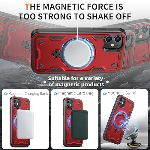 Miniatura 2 de Funda magnética para iPhone 11, compatible con MagSafe, con 1 protector de pantalla de vidrio templado, anillo de soporte integrado de grado