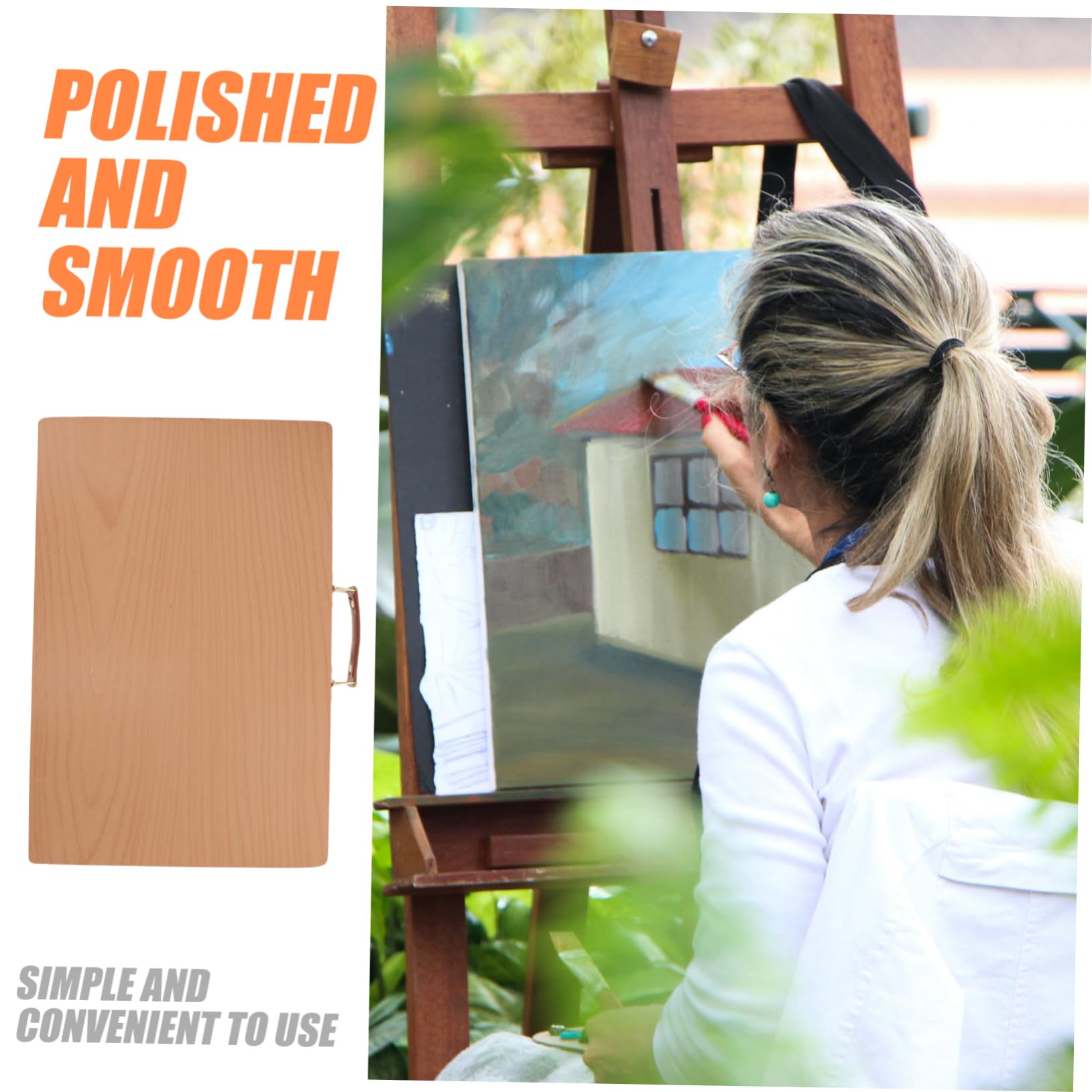 Tavola da Disegno Portatile Marrone in Legno e Cuoio con Ampia Superficie Liscia per Pittura Outdoor e Schizzi Artistici