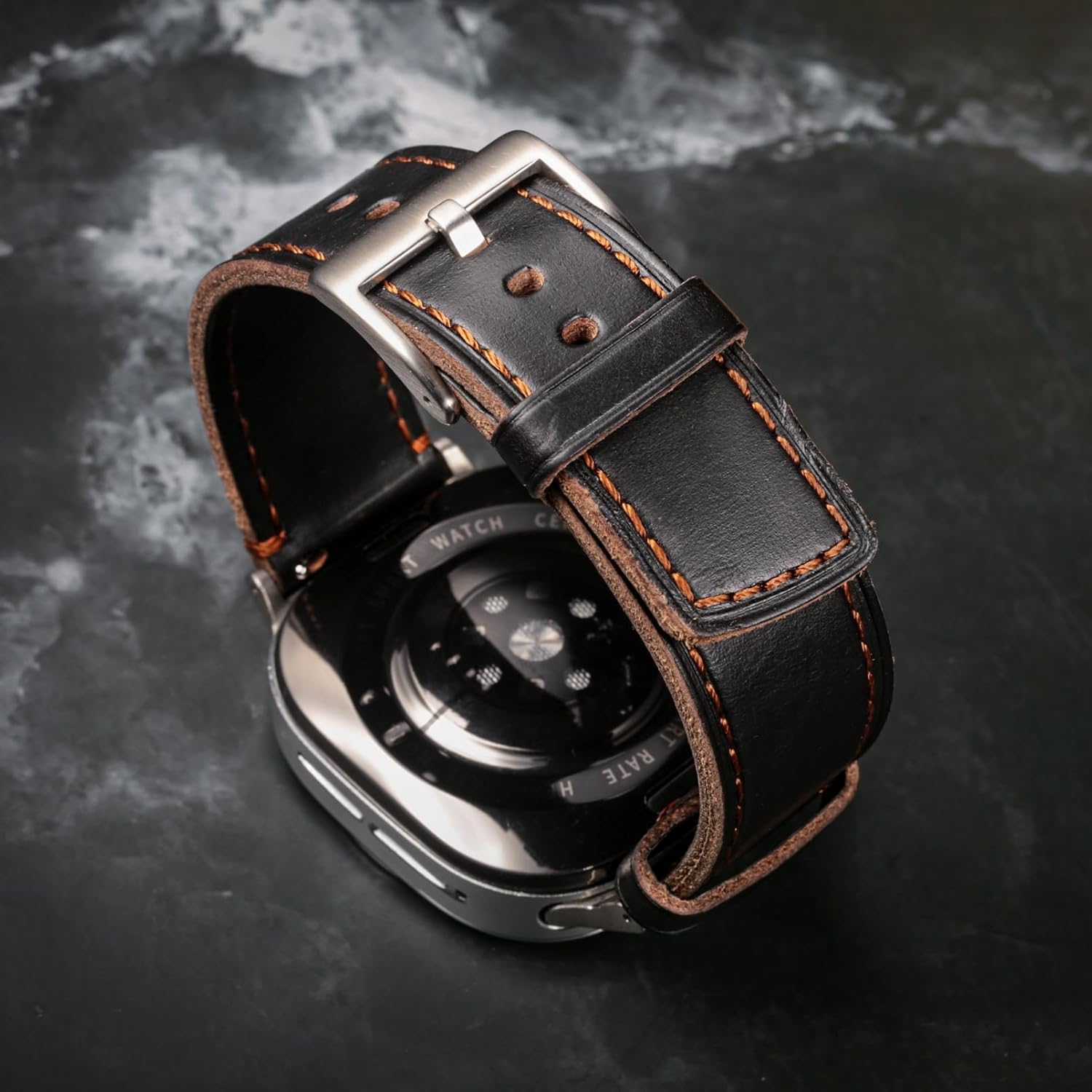 Compatible with Samsung Galaxy Watch Ultra Bands (2025/2024),Vintage Horween Leather Wristband Replacement Strap for Galaxy Watch 7 Ultra Band 47mm/Watch 8 Ultra Men Women