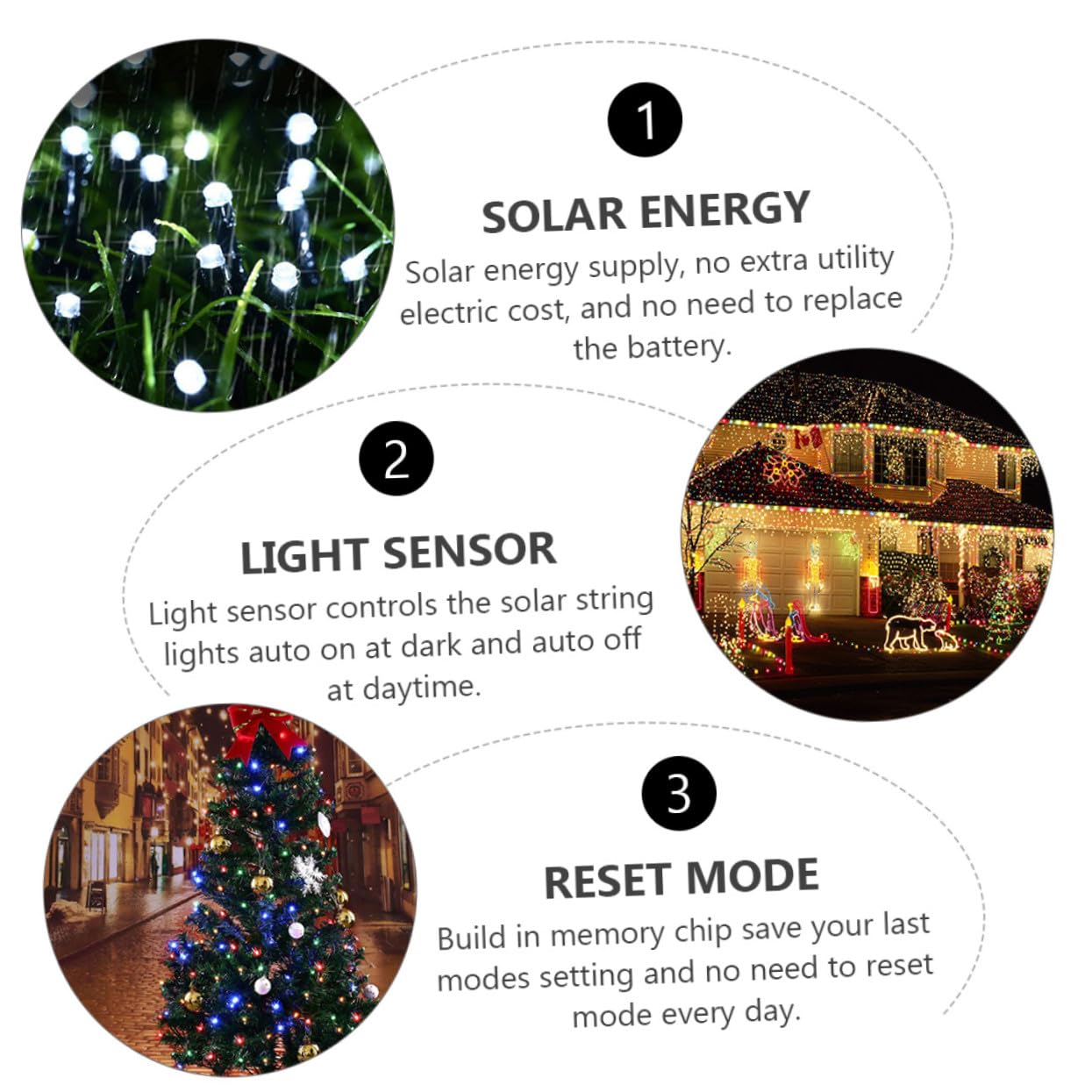 Toddmomy LED Solar Lichterkette 100 LED 10m Ip65 Weiß für Garten Terrasse mit Dunkel Automatik und Speicherchip 2 Satz