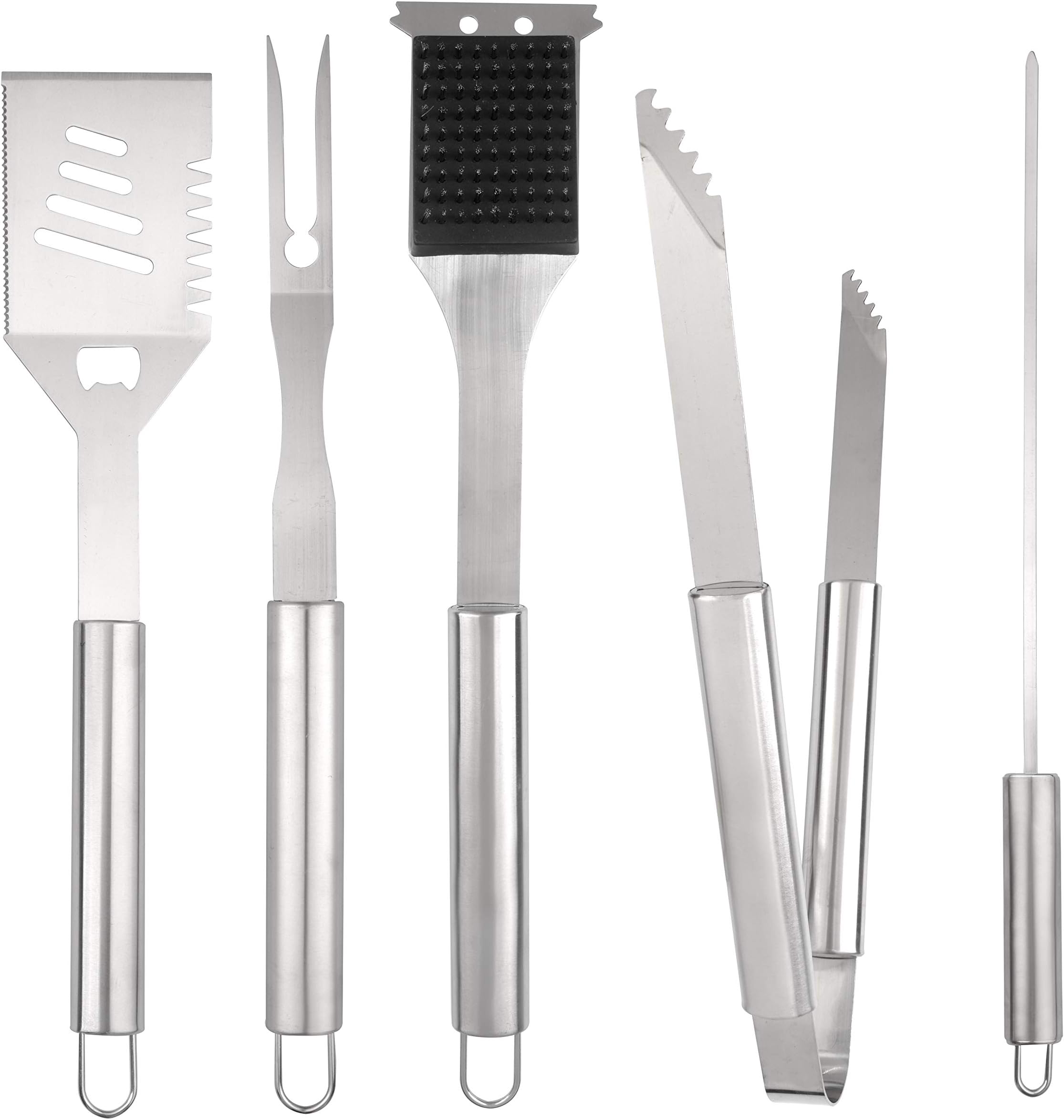 BBQ Grill Tool Set - 8-Piece Kit | Heavy Duty Stainless Steel Barbecue Grilling Utensils | Grill Brush, Skewers, Spatula, Fork, Tong | Premium Quality Grilling Accessories