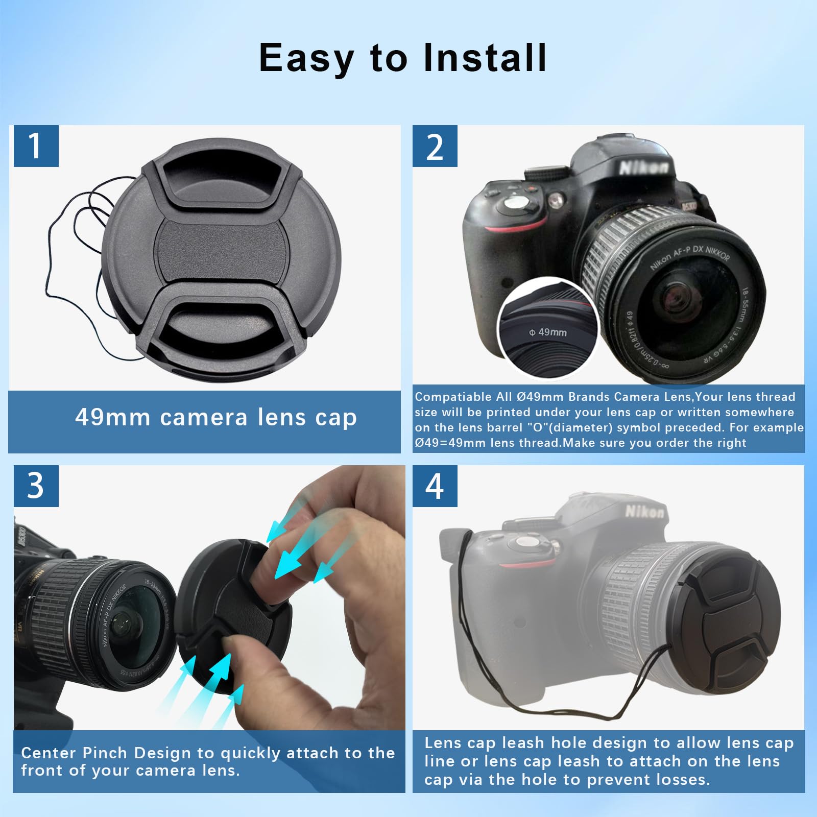 FOTGA Tappo Copriobiettivo Anteriore A Scatto Da 82mm Per Canon, Nikon, Sony, Pentax E Altri