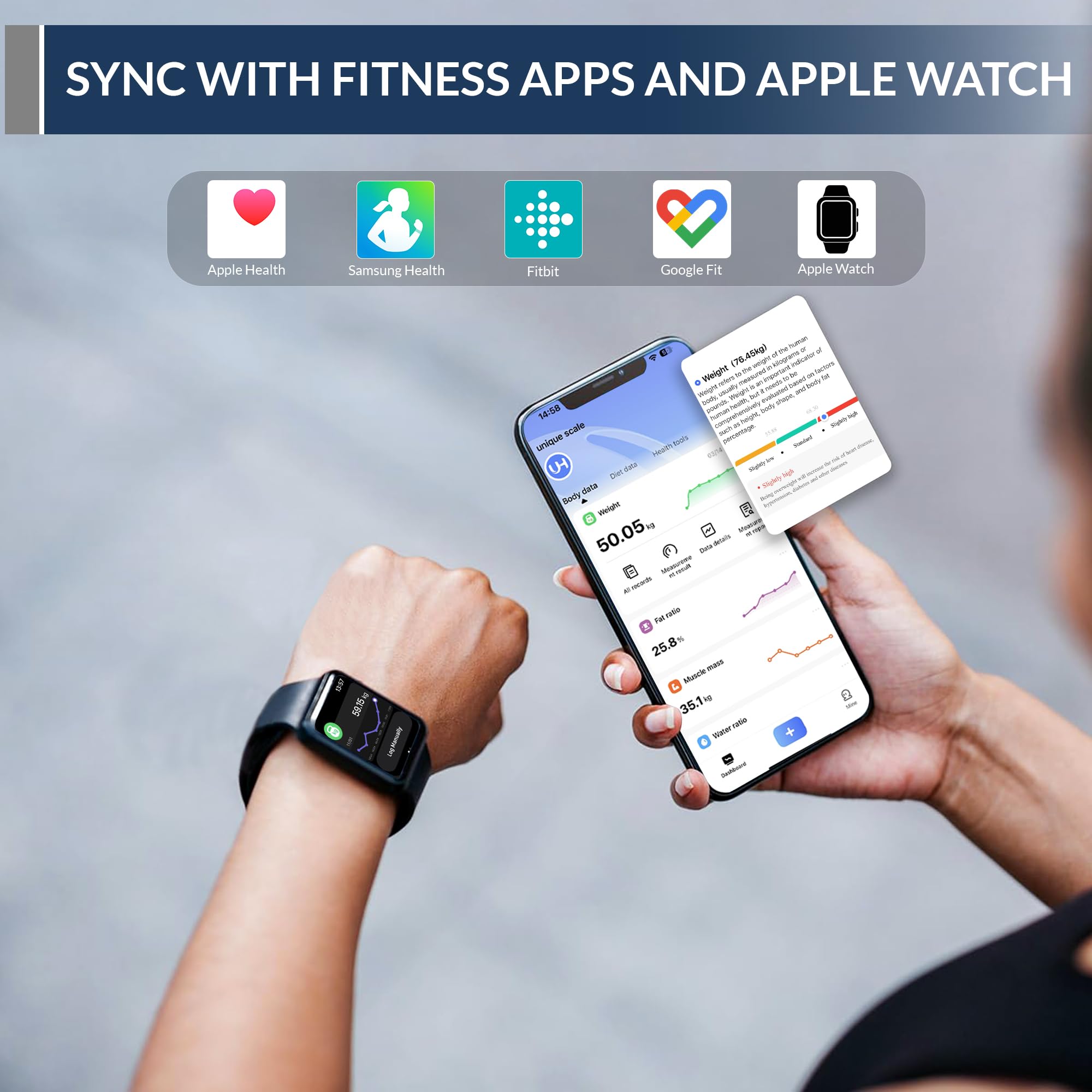 Balance intelligente pour poids corporel, 8 électrodes avec 56 indicateurs de données, application Bluetooth analyseur de composition corporelle, grand écran LED, balance précise jusqu'à 180 kg