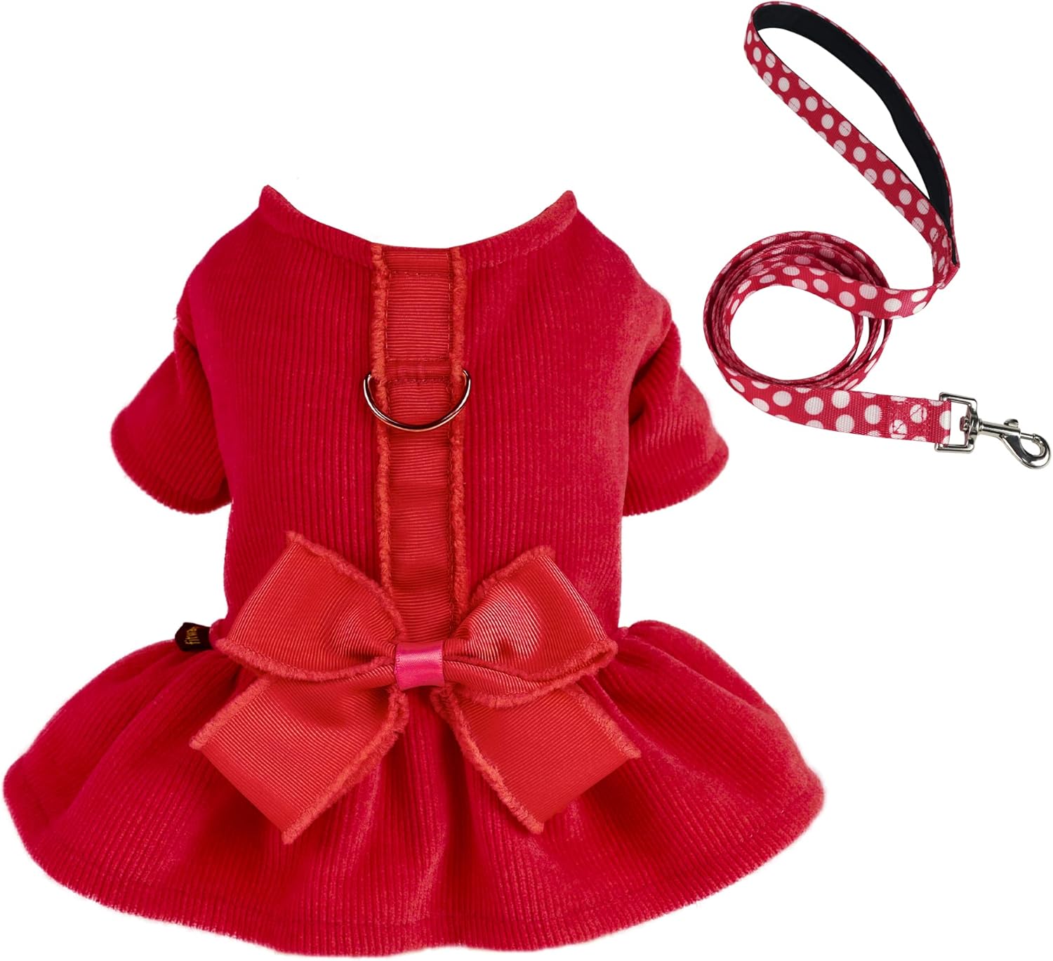 Fitwarm Dog Harness Dress with Leash Set, Christmas Dog Clothes for Small Dogs Girl