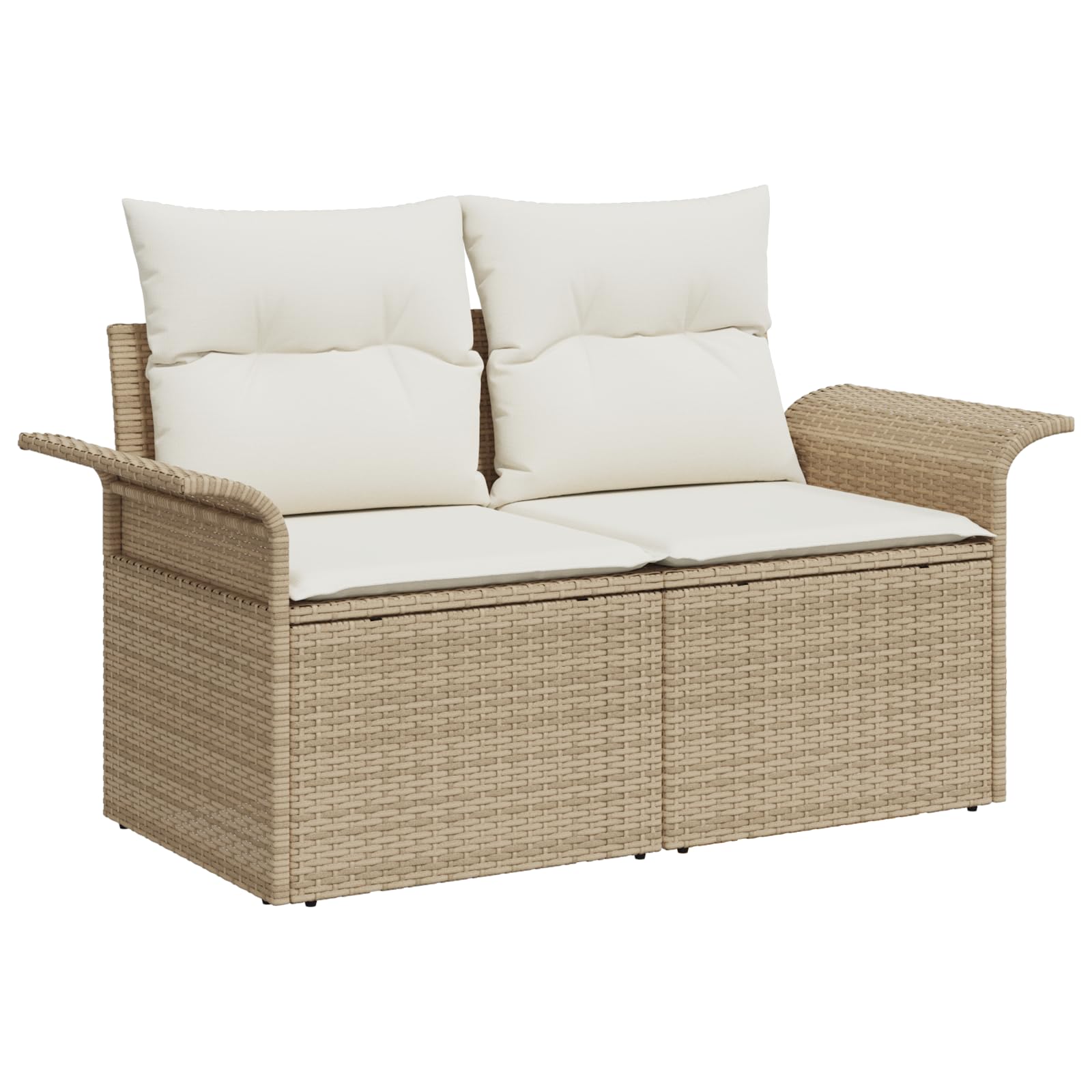 Juego de 6 sofás de jardín con cojines beige de polirratán para jardín, resistente a la intemperie, muebles de exterior