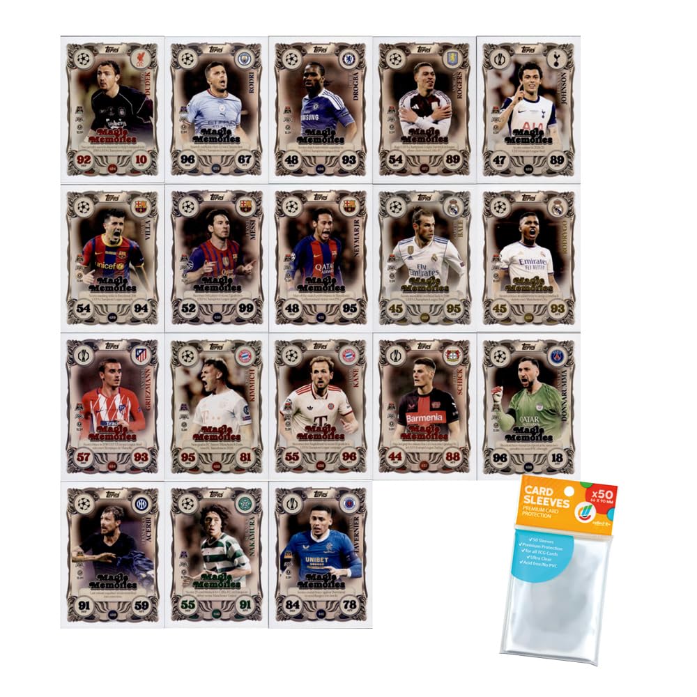 Bundle with Topps Match Attax Champions League 2025/26 Trading Cards + Exclusive Collect-it Cases (All 18 Magic Memories Cards)