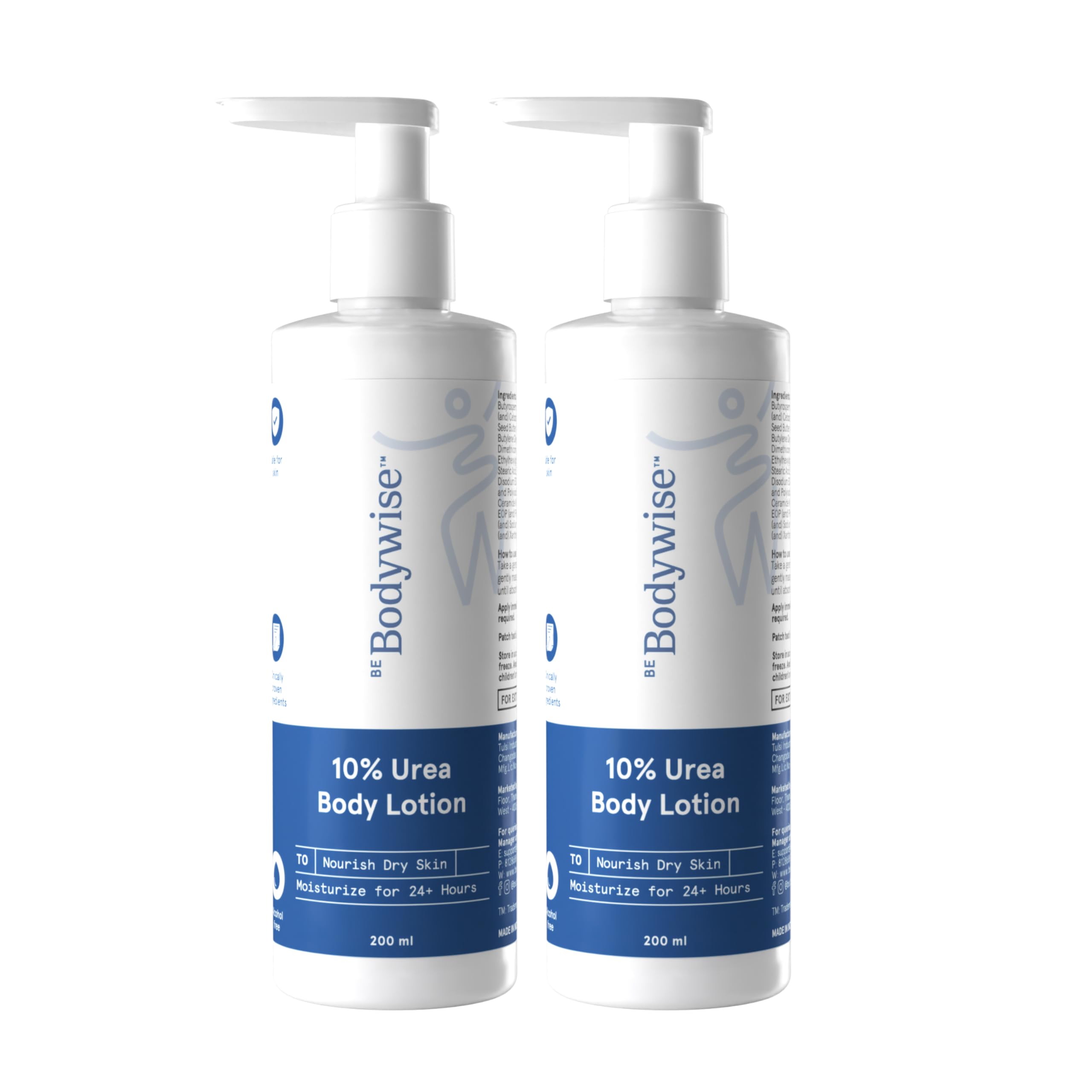 Be Bodywise 10% Urea Body Lotion 200ml | 48 Hour Dry Skin Relief | For Very Dry & Flaky Skin | With Ceramides, Kokum & Mango Seed Butter | Non-Greasy & Lightweight Formula | Pack of 2