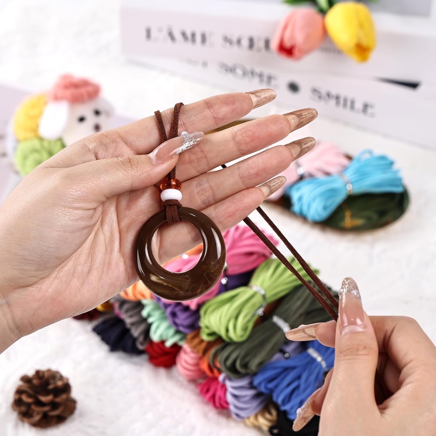 Colorful Suede Cord 170 inches (Length 4.8Yard) 2.6mm Width Faux Leather Cord Artificial Suede Cord for Necklaces Bracelets Beads DIY Crafts 24 Colors Cord - Image 6