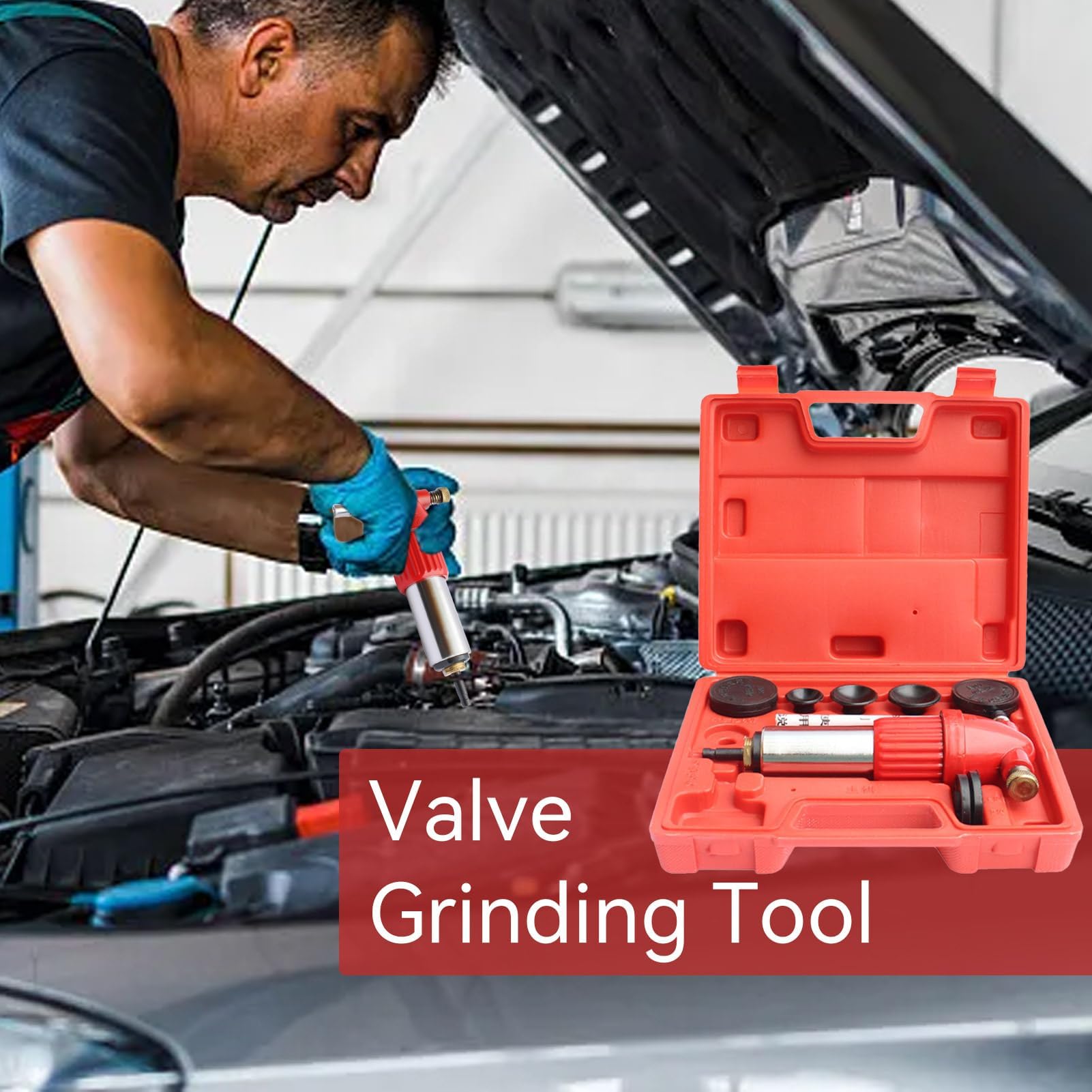 Smerigliatrice Per Valvole Del Motore Pneumatico, Kit Lappatura Valvole Della Testata Del Cilindro Del Motore Pneumatico Smonta Valvole Motore Con 5 Ventose In Gomma Per La Riparazione Di Automobili