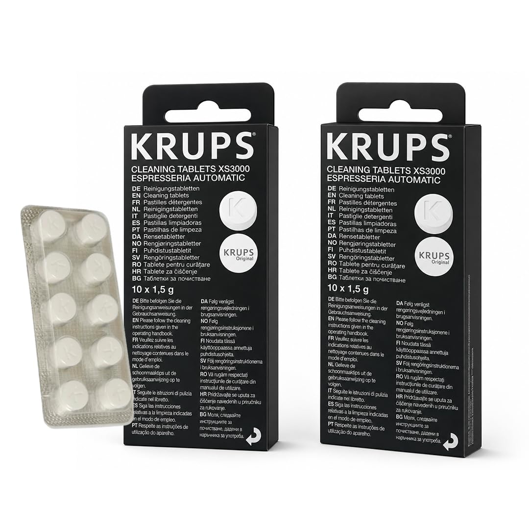 Limpiador Original | de 2x10 unidades | Compatible coon Cafeteras Automáticas y de Capsulas Krupscon, Krups XS3000, Espresso y Espresseria Automatic | Limpieza profunda y Eficaz sin Dañar
