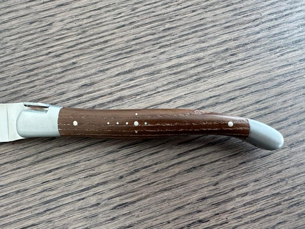 Laguiole en Aubrac Luxury Fully Forged Full Tang Stainless Steel Steak Knives 6-Piece Set with Ash Wood Handles, Stainless Steel Matte Bolsters