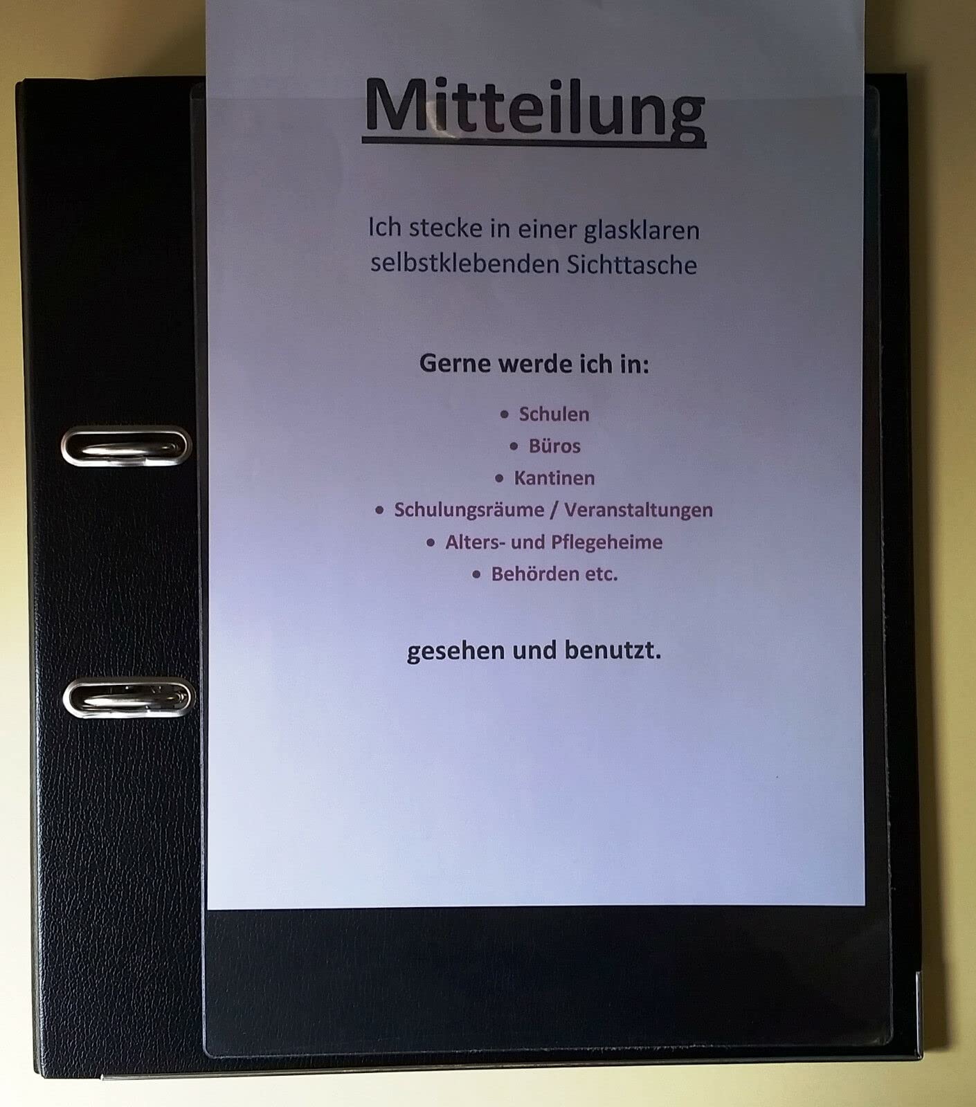 100x A4 Sichttasche selbstklebend glasklar & glatt | 100x Selbstklebetasche A4 aus glasklarer Folie. Klebetasche mit Abziehfolie auf der Rückseite. Ideal für Aushänge & Ordner.