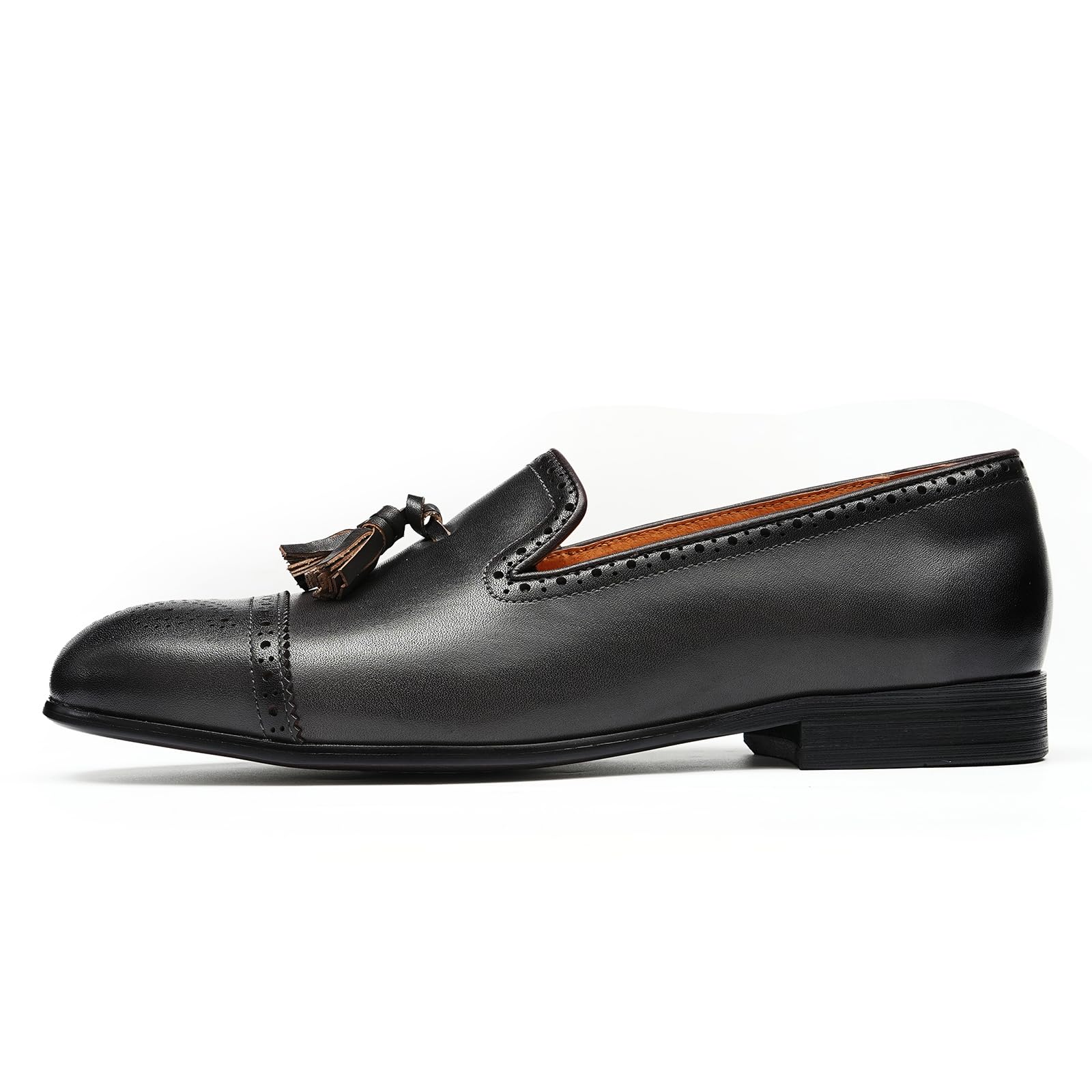 Mocasines Casuales Negocios con Borlas para Hombre Brogues Retro Transpirables Zapatos de Vestir Slip On en Cuero