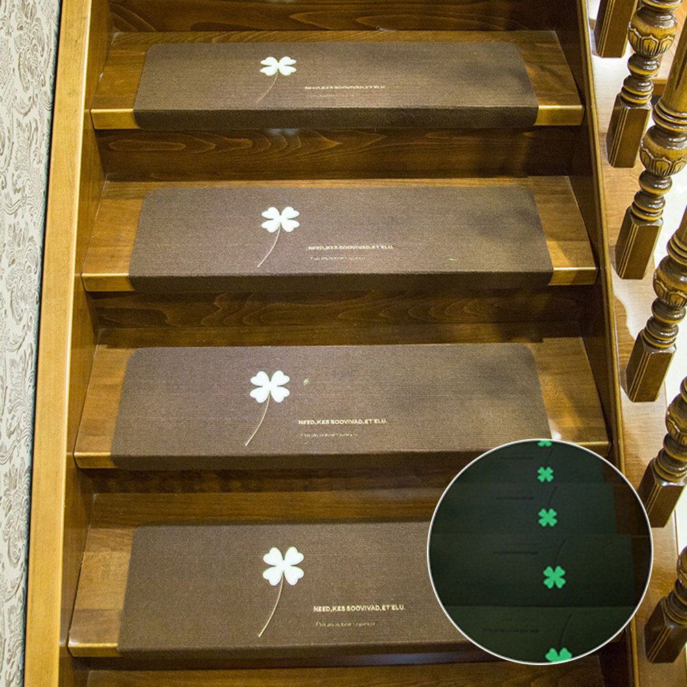 5pcs Luminous Stair Pads, Stair Treads Mats Anti-Slip Indoor Stair Protectors Modern Step Mats Rug for Home Decor, Four-Leaf Clover Pattern