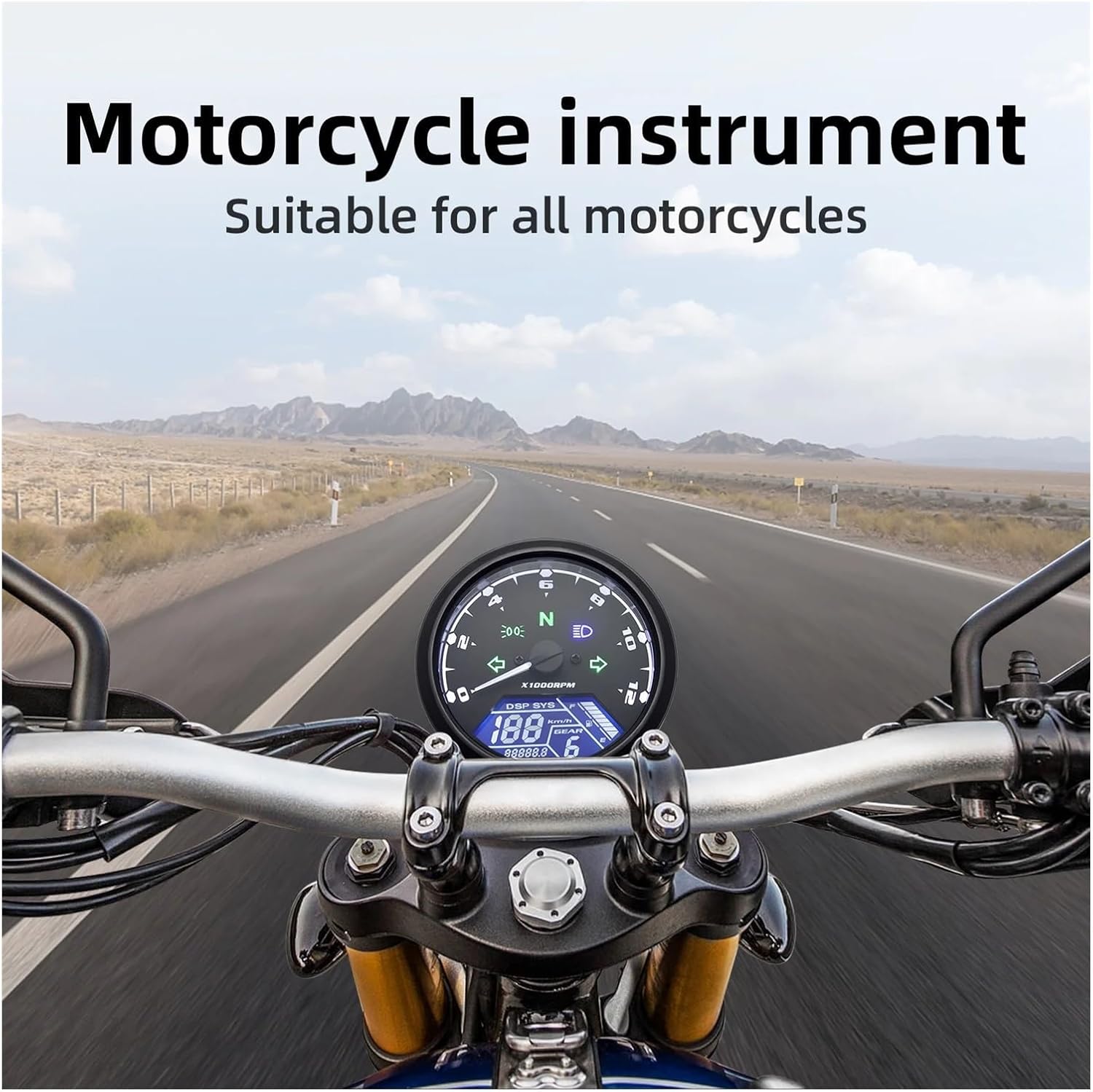 Motorcycle Speedometer Gauge Universal Motorcycle Instrument 12000RMP Tachometer Odometer 1-4 Cylinders Motorbike Gauge Moto Digital Dash