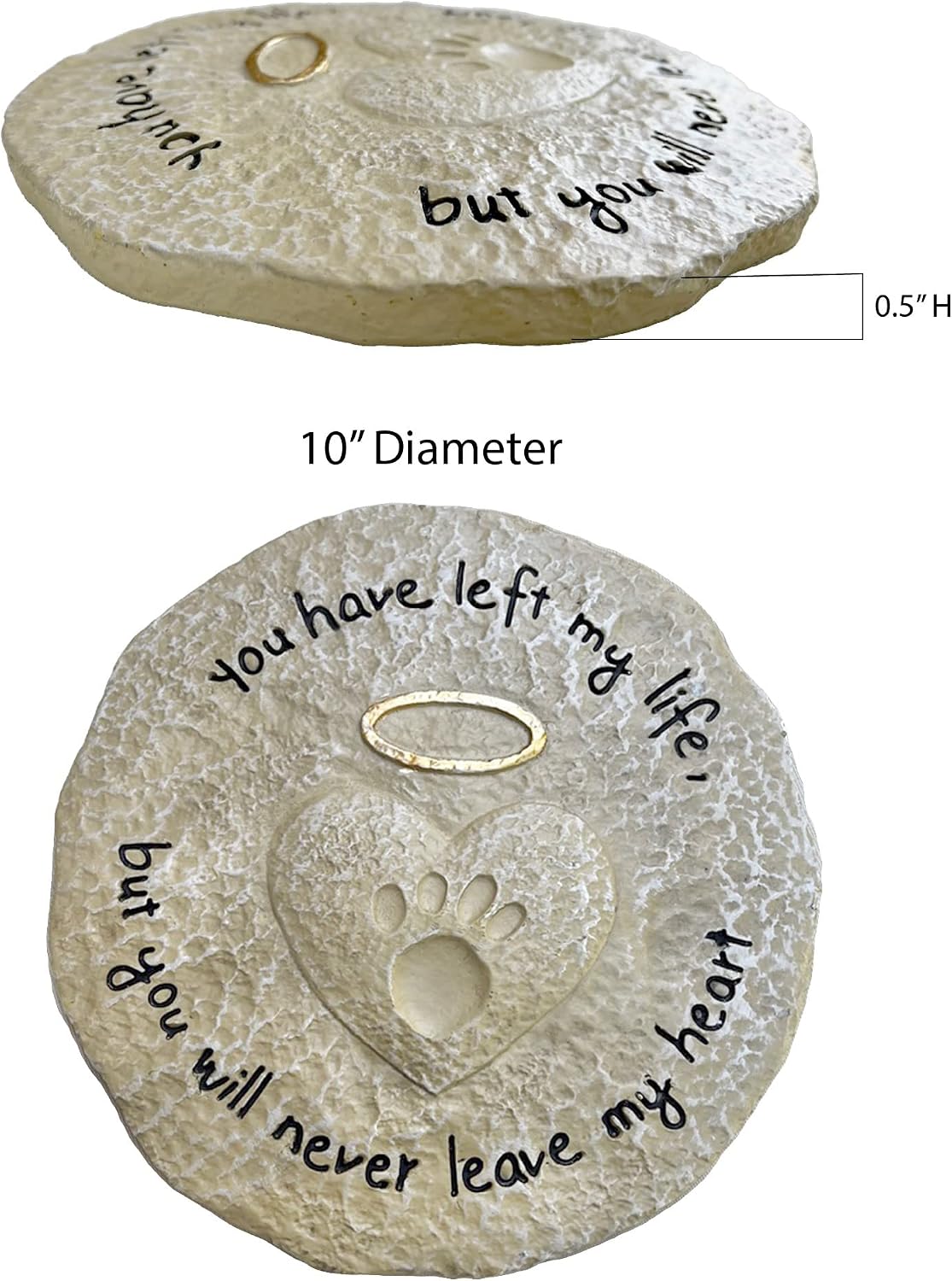 Lily's Home Pet Memorial Stone - Cat or Dog Grave Marker - Durable Waterproof Garden Memorial Stone for Indoor and Outdoor Use - Sympathy Gift for Pet Loss - Heart with Paw
