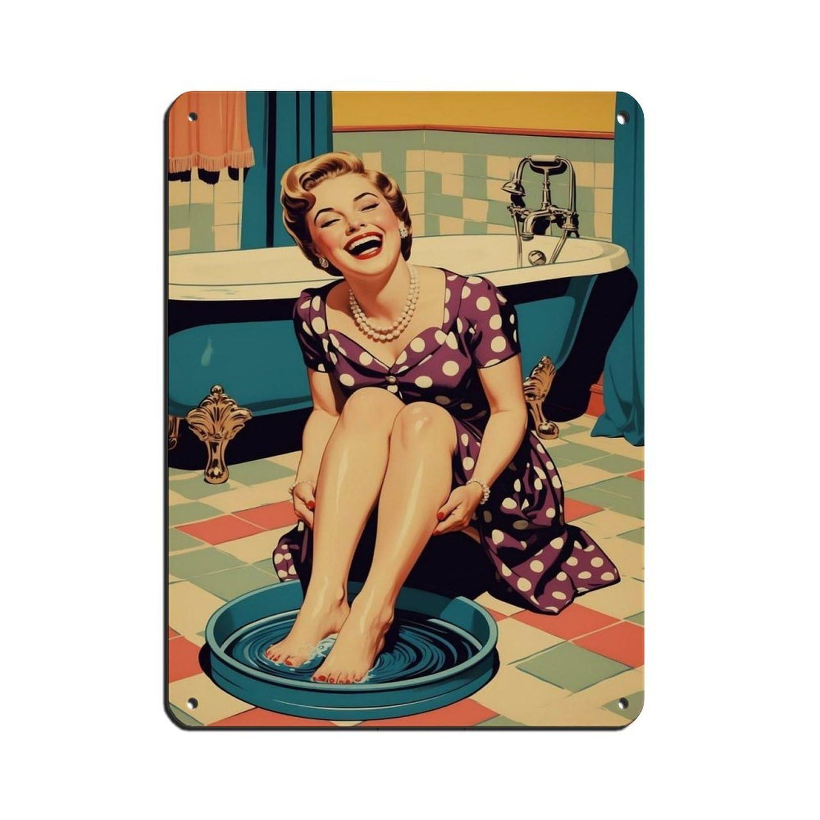 Poster rétro en métal Pin-Up Woman : la décoration murale contre les murs blancs ternes